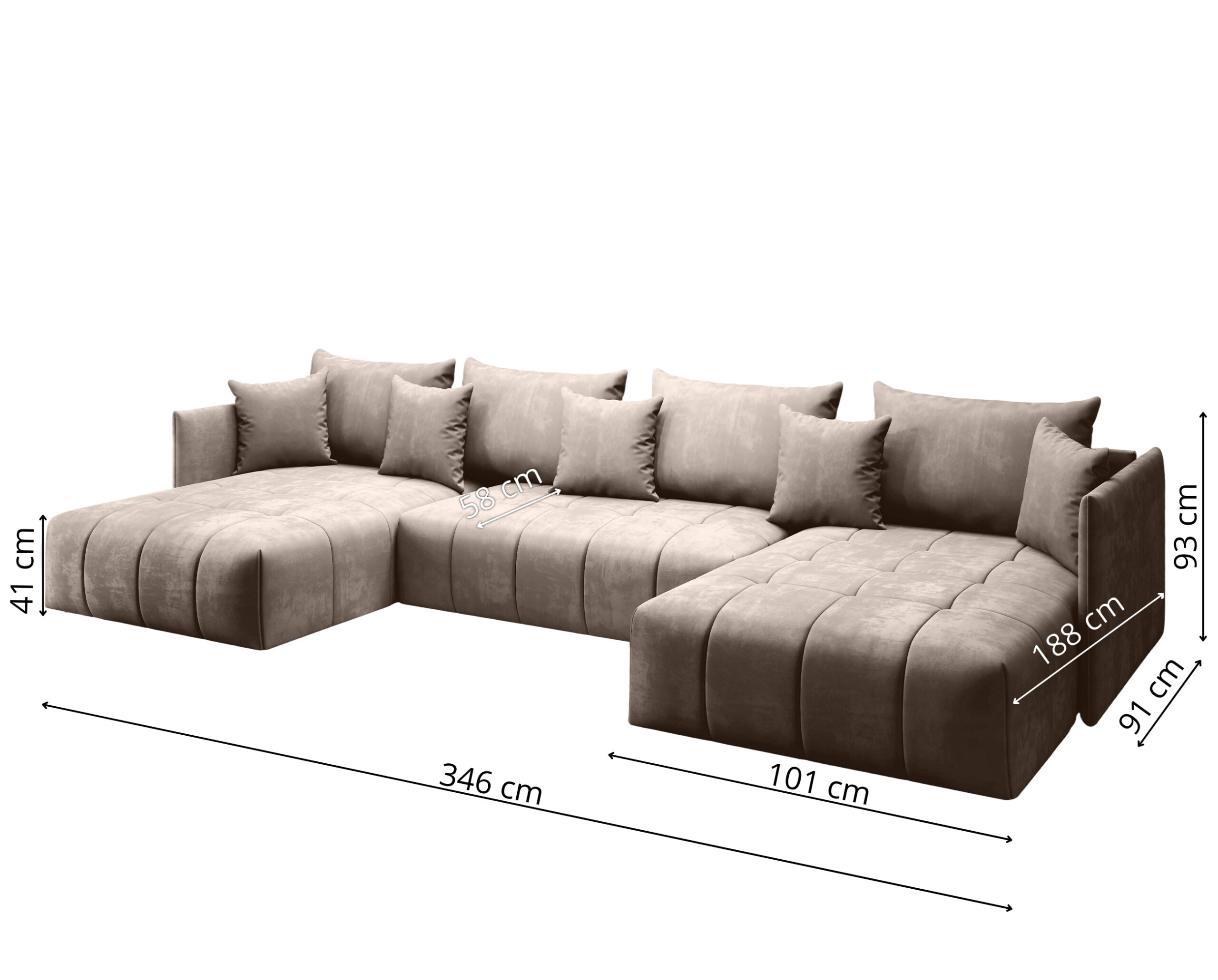 FURMEB24 ASPEN U Ecksofa mit Schlaffunktion Bettzeugablage 346x188cm Sofa U Form – Bild 20