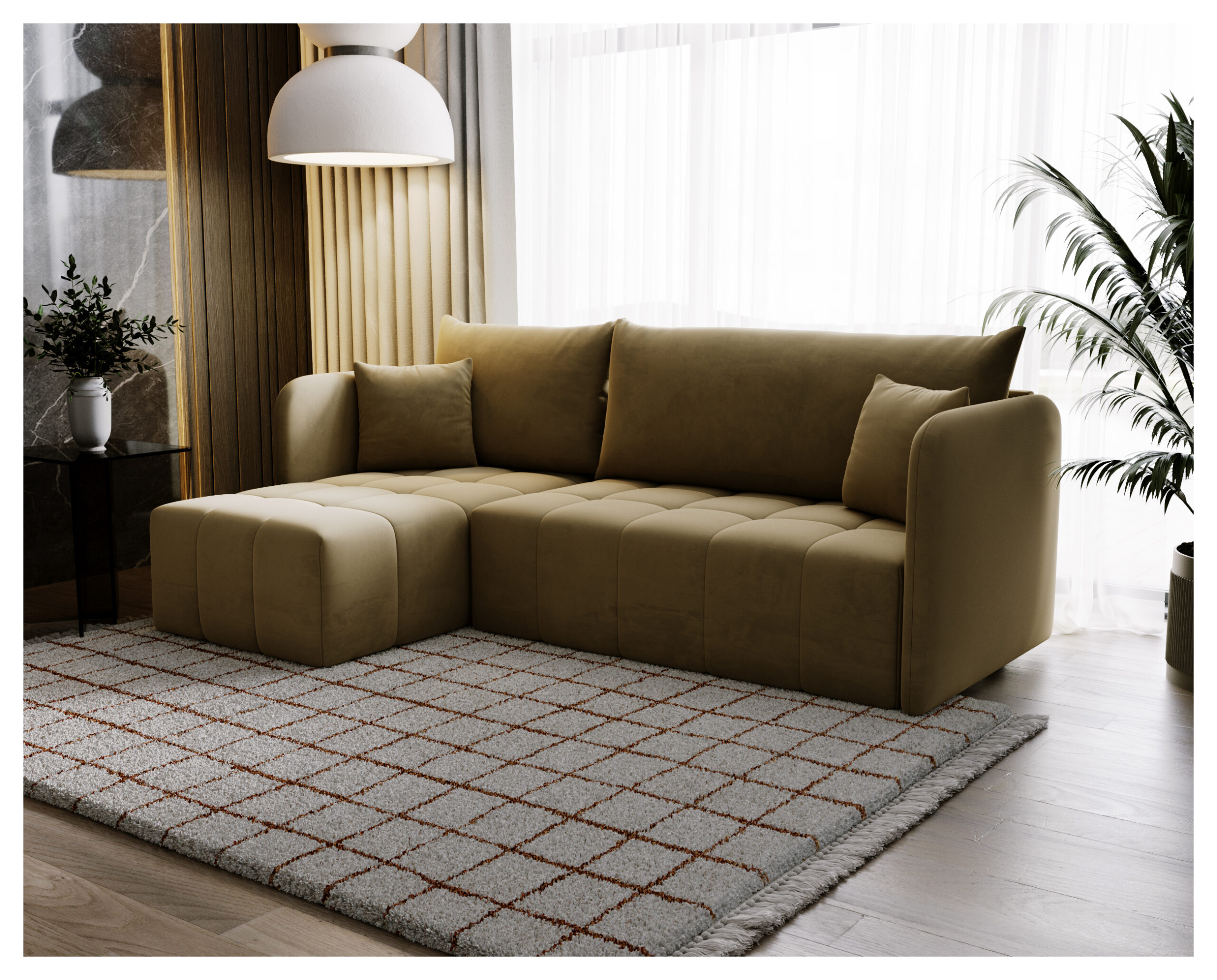 FurMeb24 ECKSOFA SALTO L - 210 x 140 cm Stoff MONOLITH - mit schlaffunktion und bettkasten