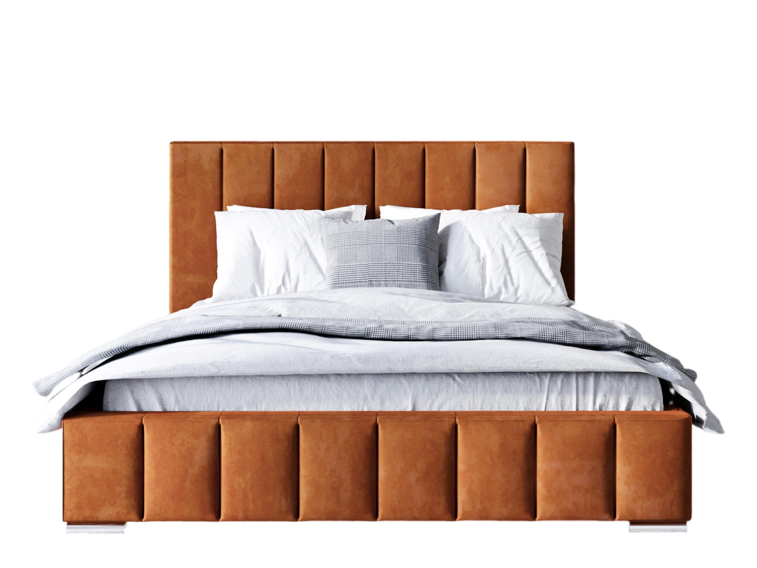 FURMEB24 - LIVIO 140 x 200 cm - Boxspringbett mit zwei Bettkästen - Polsterbett mit Holzrahmen - Doppelbett mit hohem Kopfteil - Monolith - Brawn