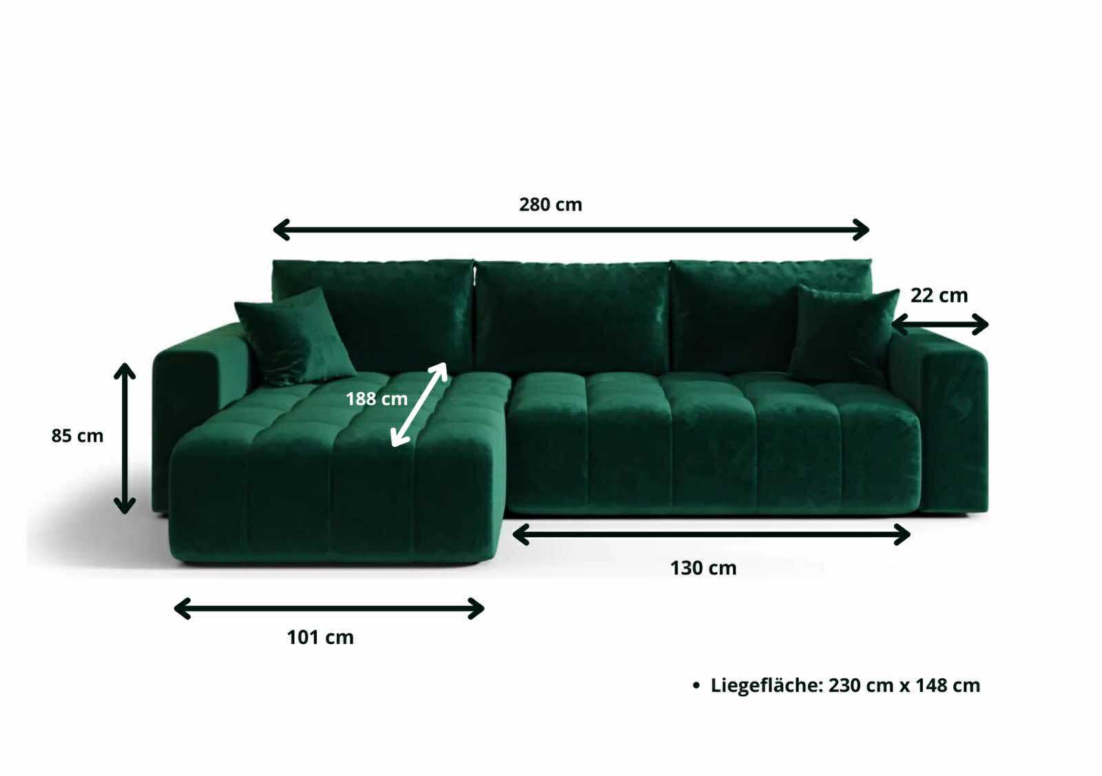 FurMeb24 ECKSOFA Gabo-L form 280 x 85 cm - mit schlaffunktion – Bild 19