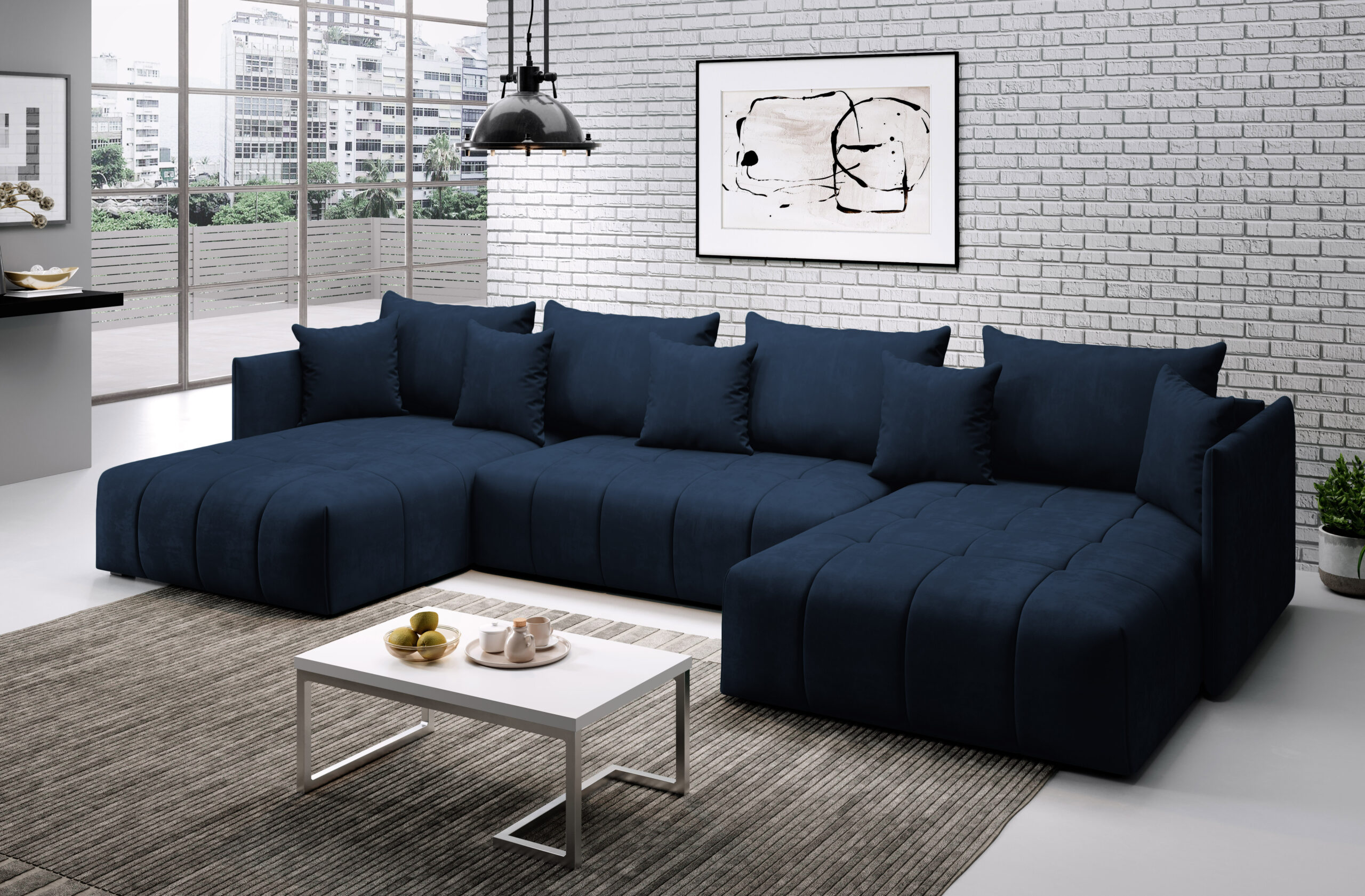 FURMEB24 ASPEN U Ecksofa mit Schlaffunktion Bettzeugablage 346x188cm Sofa U Form – Bild 13