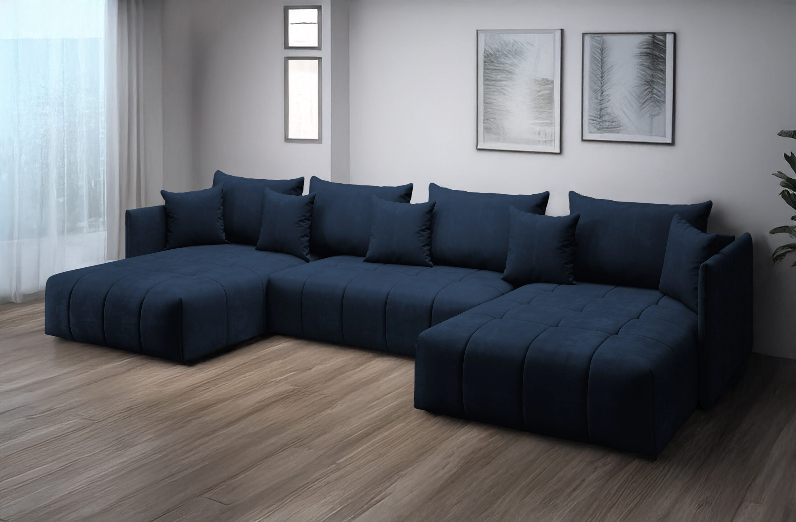 FURMEB24 ASPEN U Ecksofa mit Schlaffunktion Bettzeugablage 346x188cm Sofa U Form – Bild 8