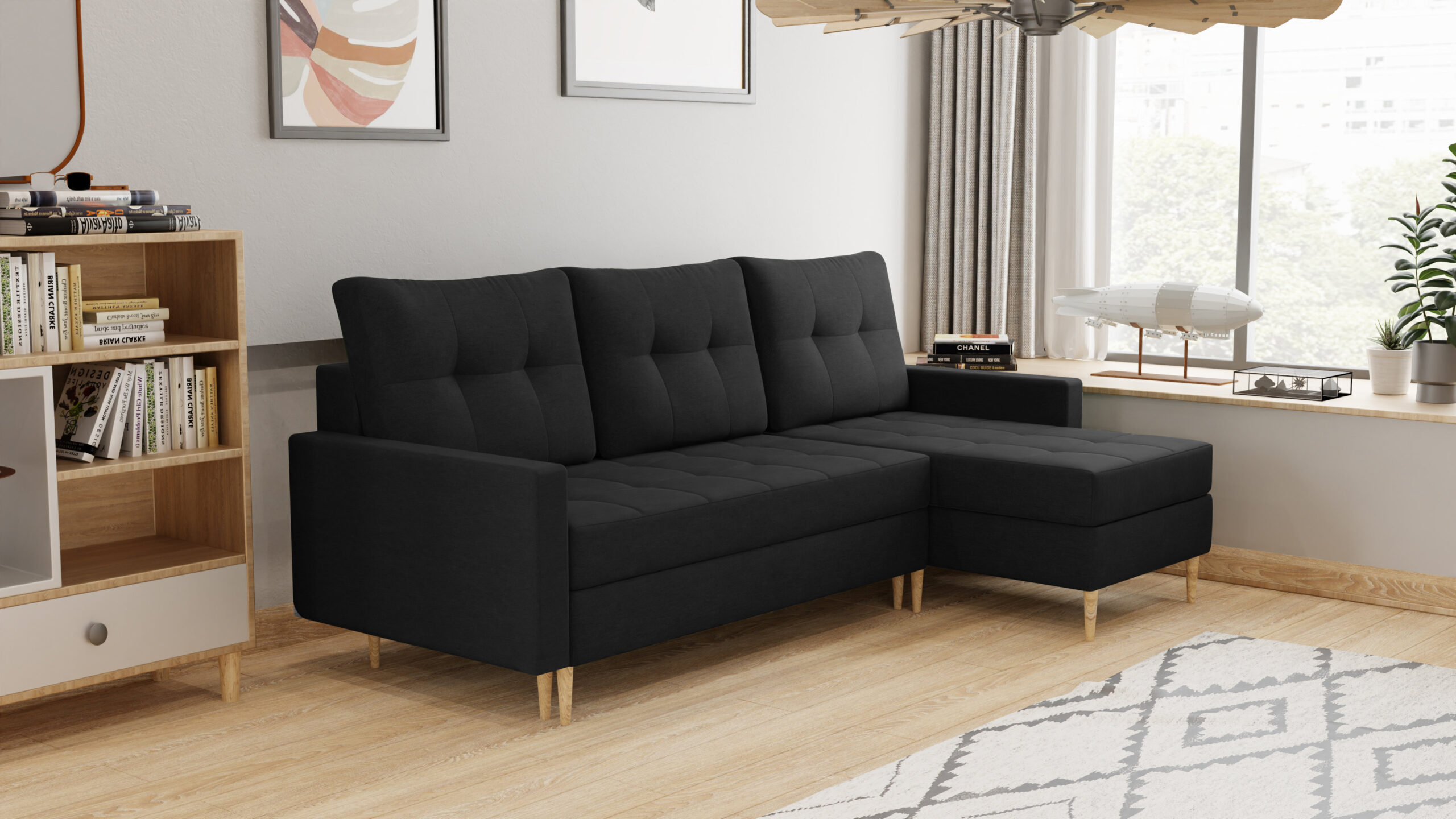 FurMeb24 ECKSOFA FENIX mit Schlaffunktion und Bettkasten rechte Seite 225 x 140 cm