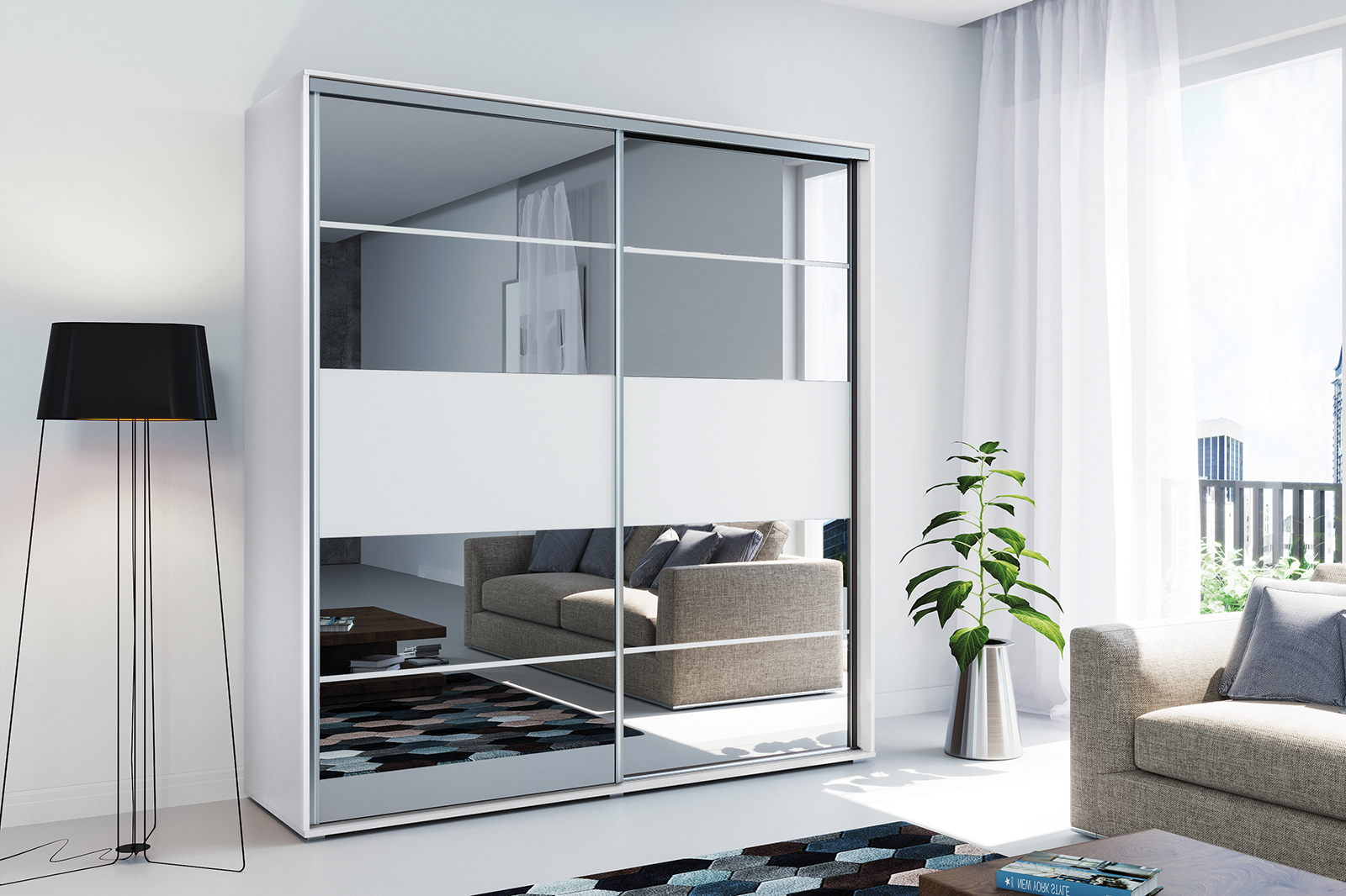 FurMeb24 Schiebetürenschrank A6 175×215/245×62 cm - mit Spiegel – Bild 5