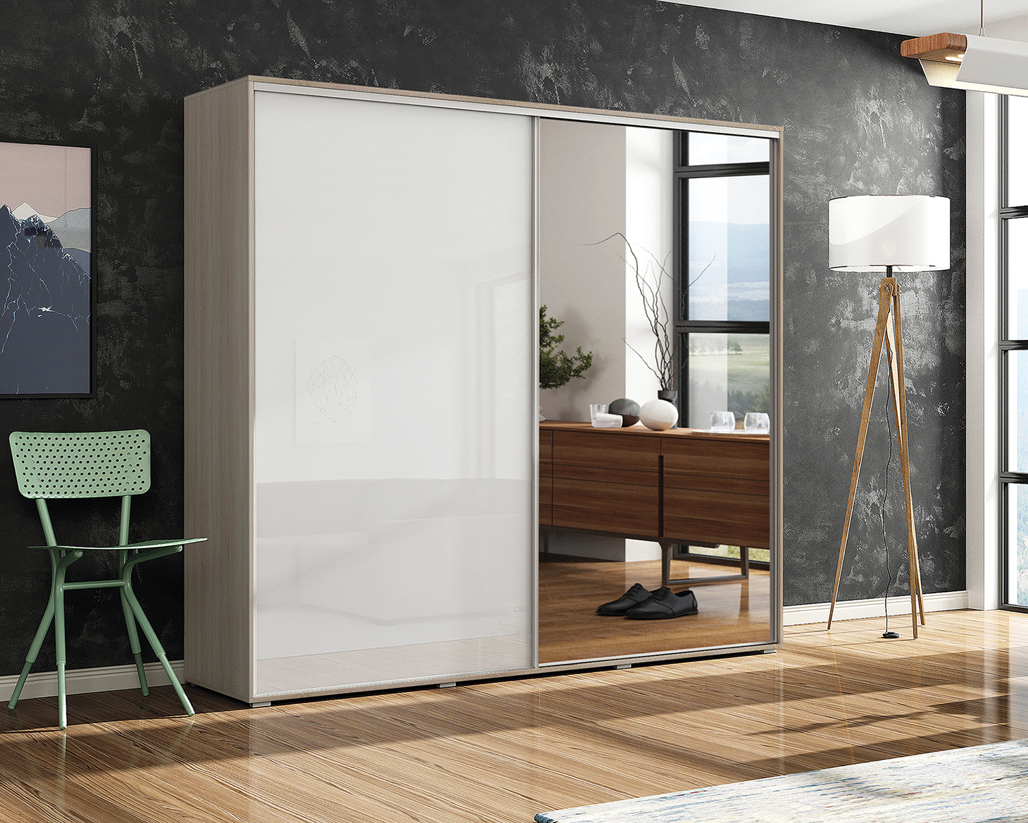 FurMeb24 Schiebetürenschrank A7 175×215/245×62 cm - mit Spiegel – Bild 3