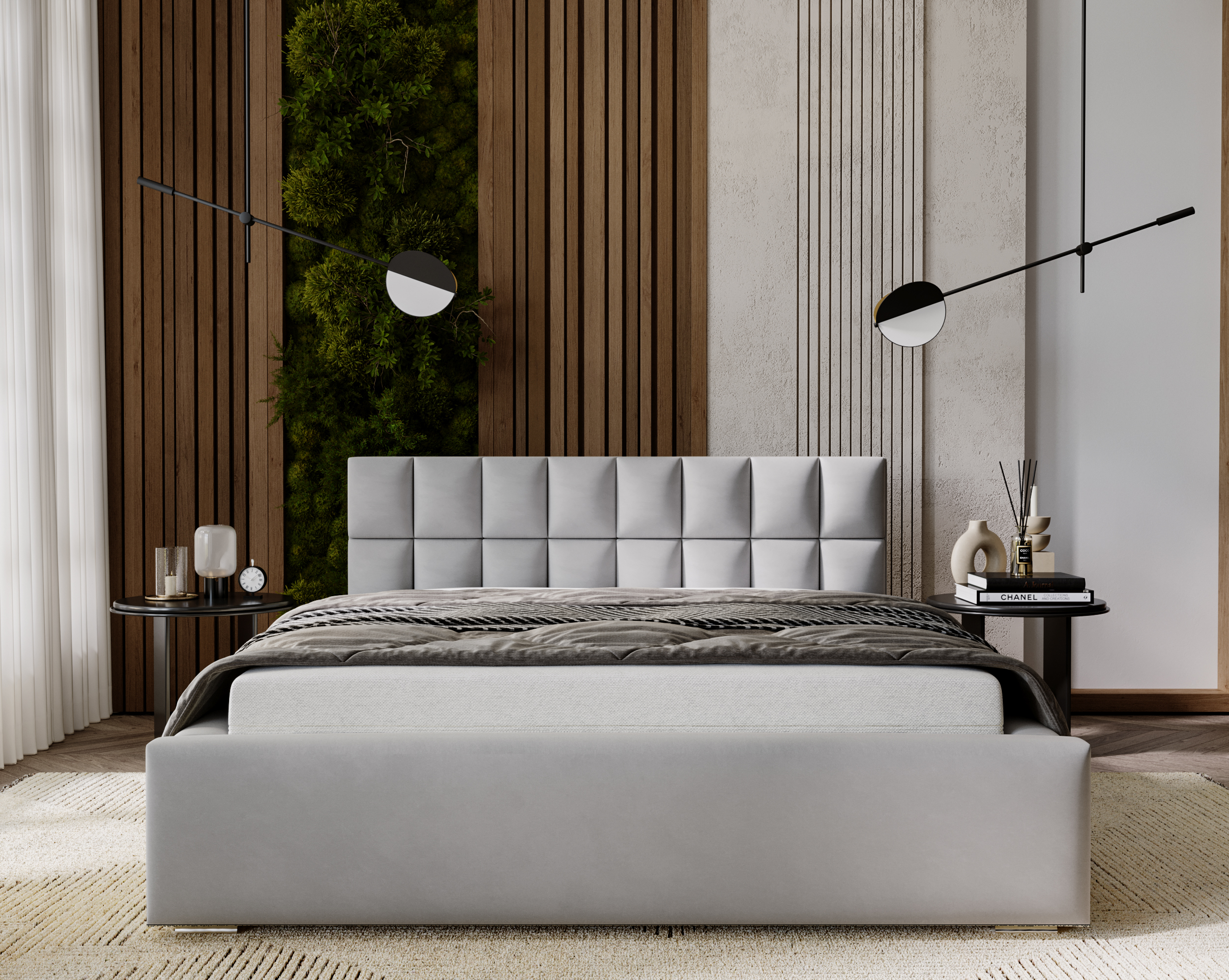 FurMeb24 Polsterbett HUGO - mit Bettkasten - amor velevt stoff - ohne Matratze