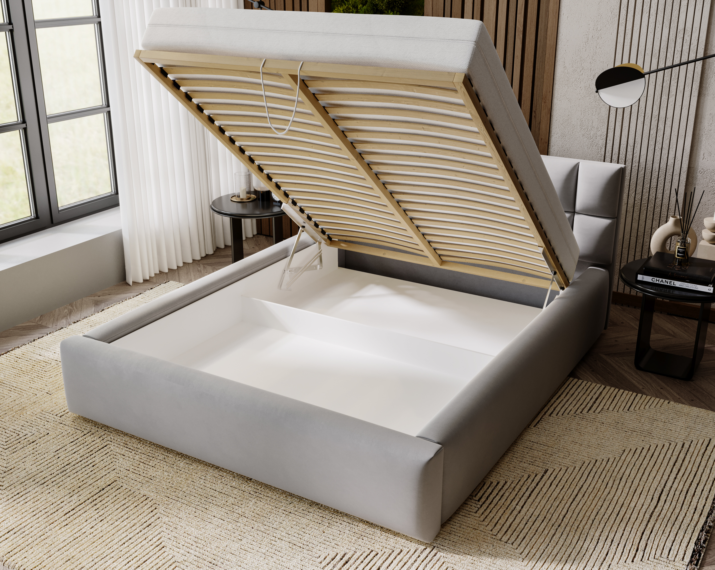 FurMeb24 Polsterbett HUGO - mit Bettkasten - amor velevt stoff - ohne Matratze – Bild 5