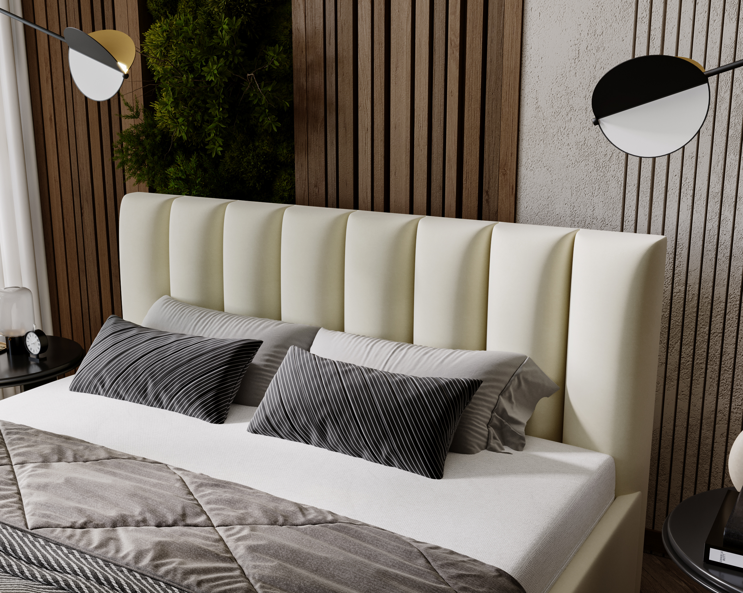 Furmeb24 NERO Polsterbett aus Holzrahmen , Doppelbett mit höher Kopstütze – Bild 11