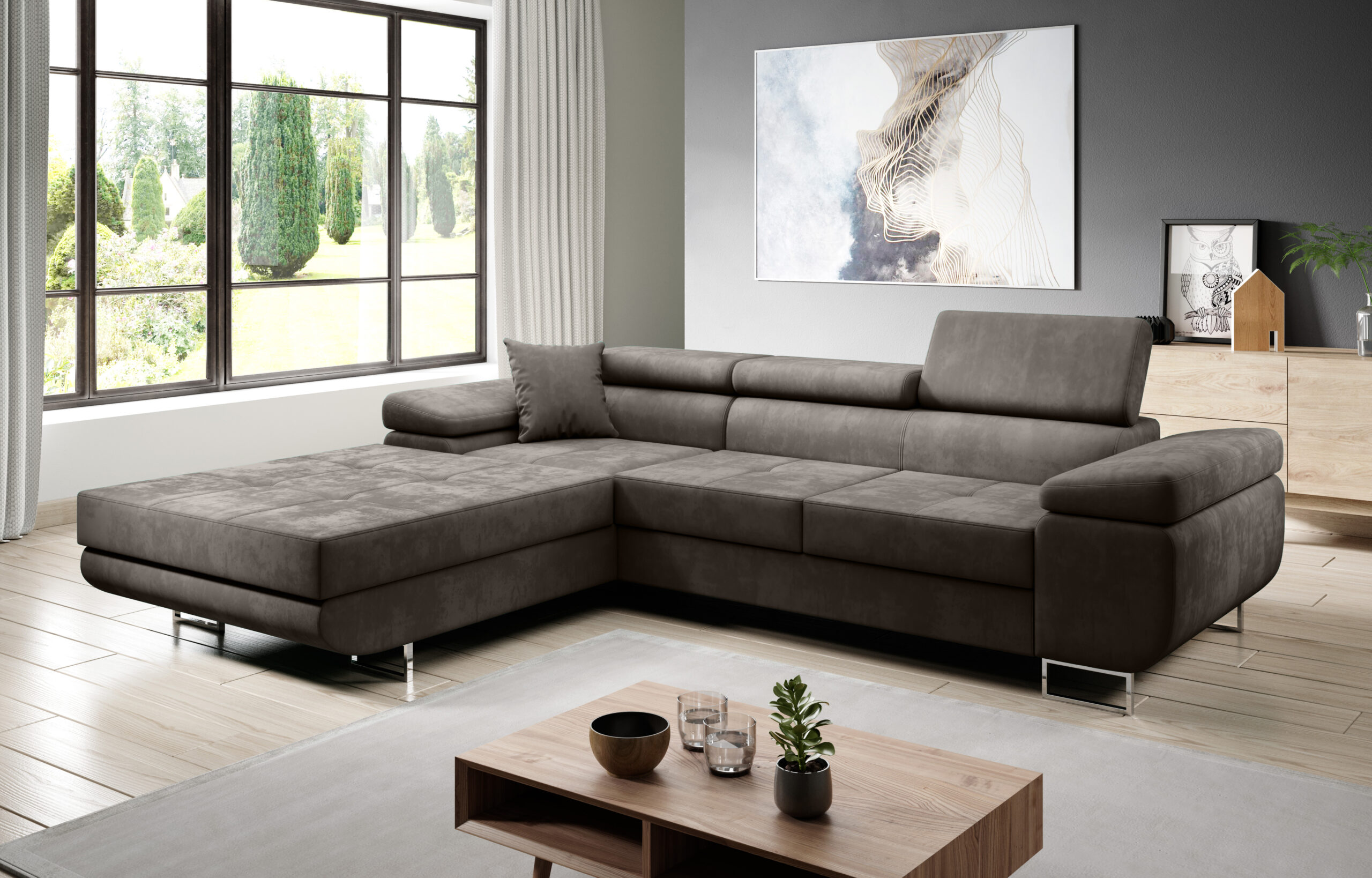 FurMeb24 ECKSOFA LAZZANO - stoff MONOLITH - mit schlaffunktion und bettkasten – Bild 4