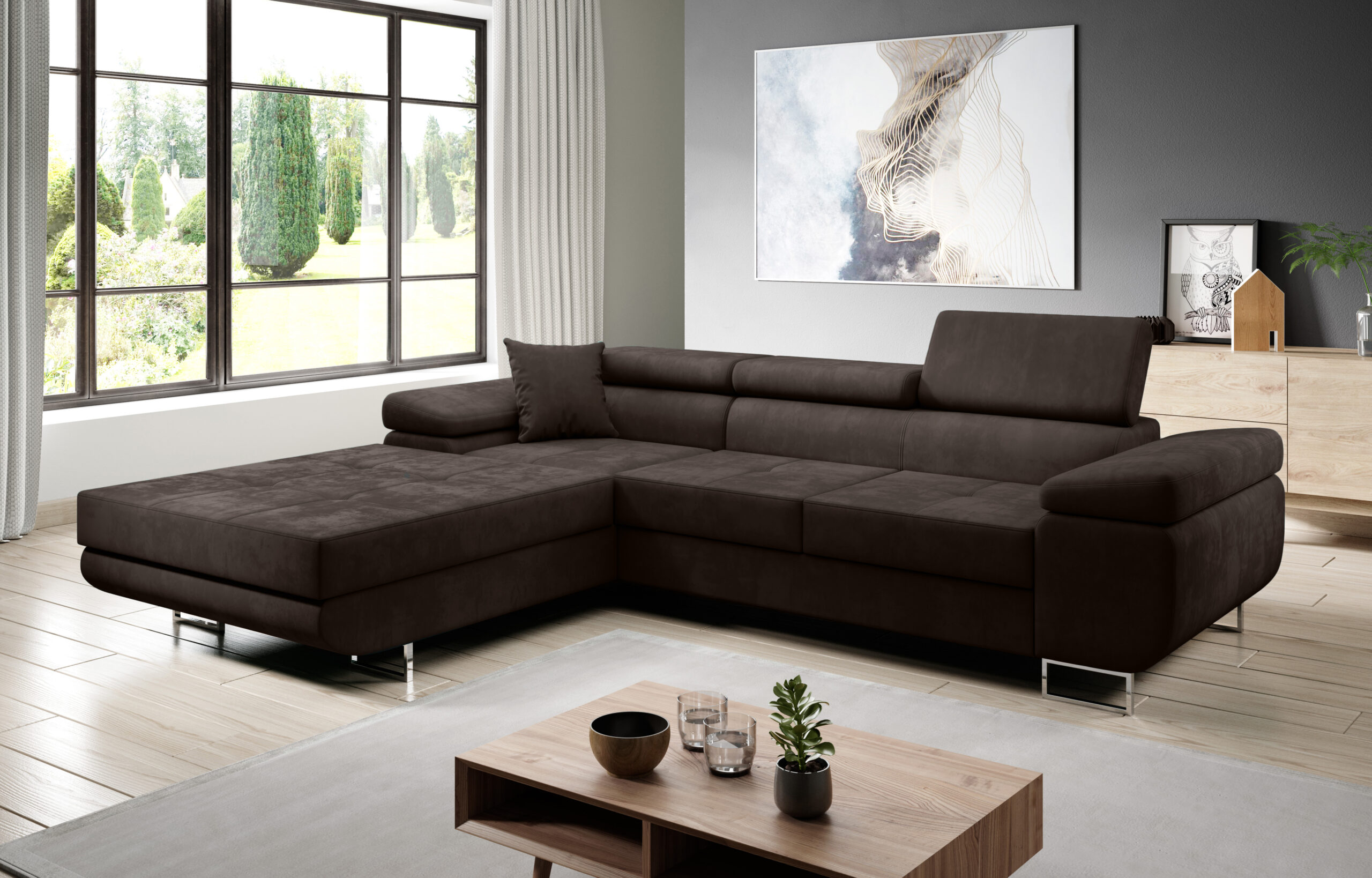 FurMeb24 ECKSOFA LAZZANO - stoff MONOLITH - mit schlaffunktion und bettkasten – Bild 5