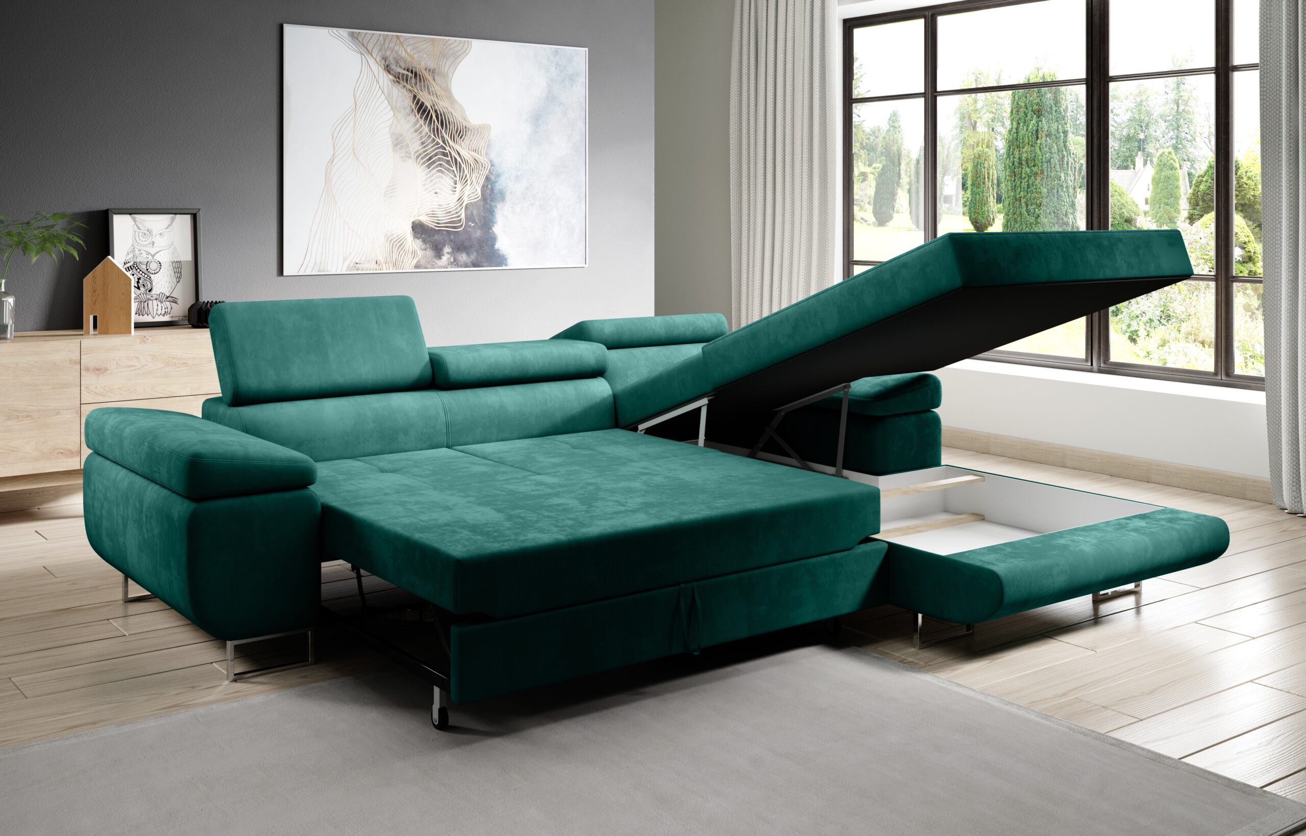 FurMeb24 ECKSOFA LAZZANO - stoff MONOLITH - mit schlaffunktion und bettkasten – Bild 15