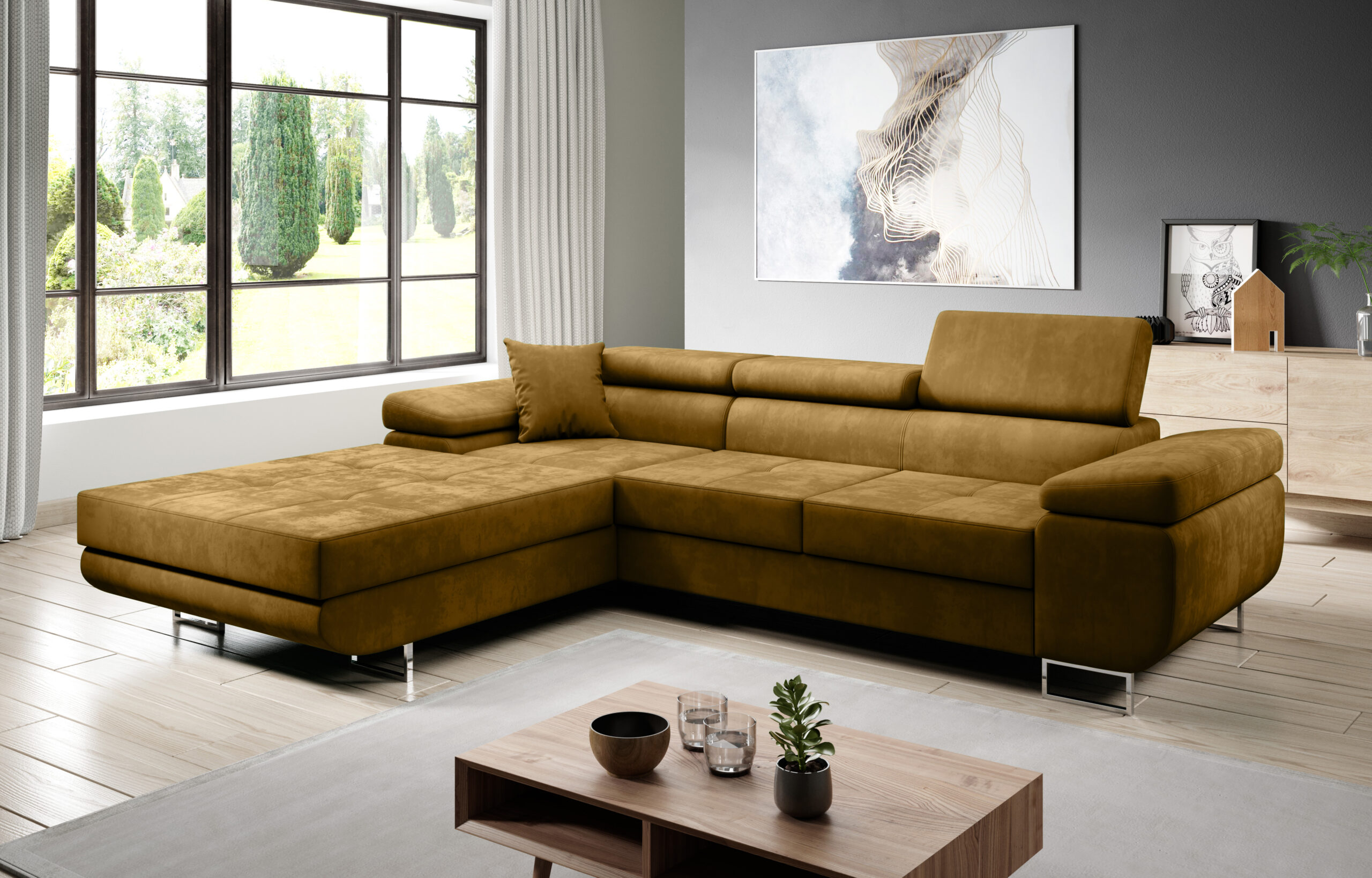 FurMeb24 ECKSOFA LAZZANO - stoff MONOLITH - mit schlaffunktion und bettkasten – Bild 8