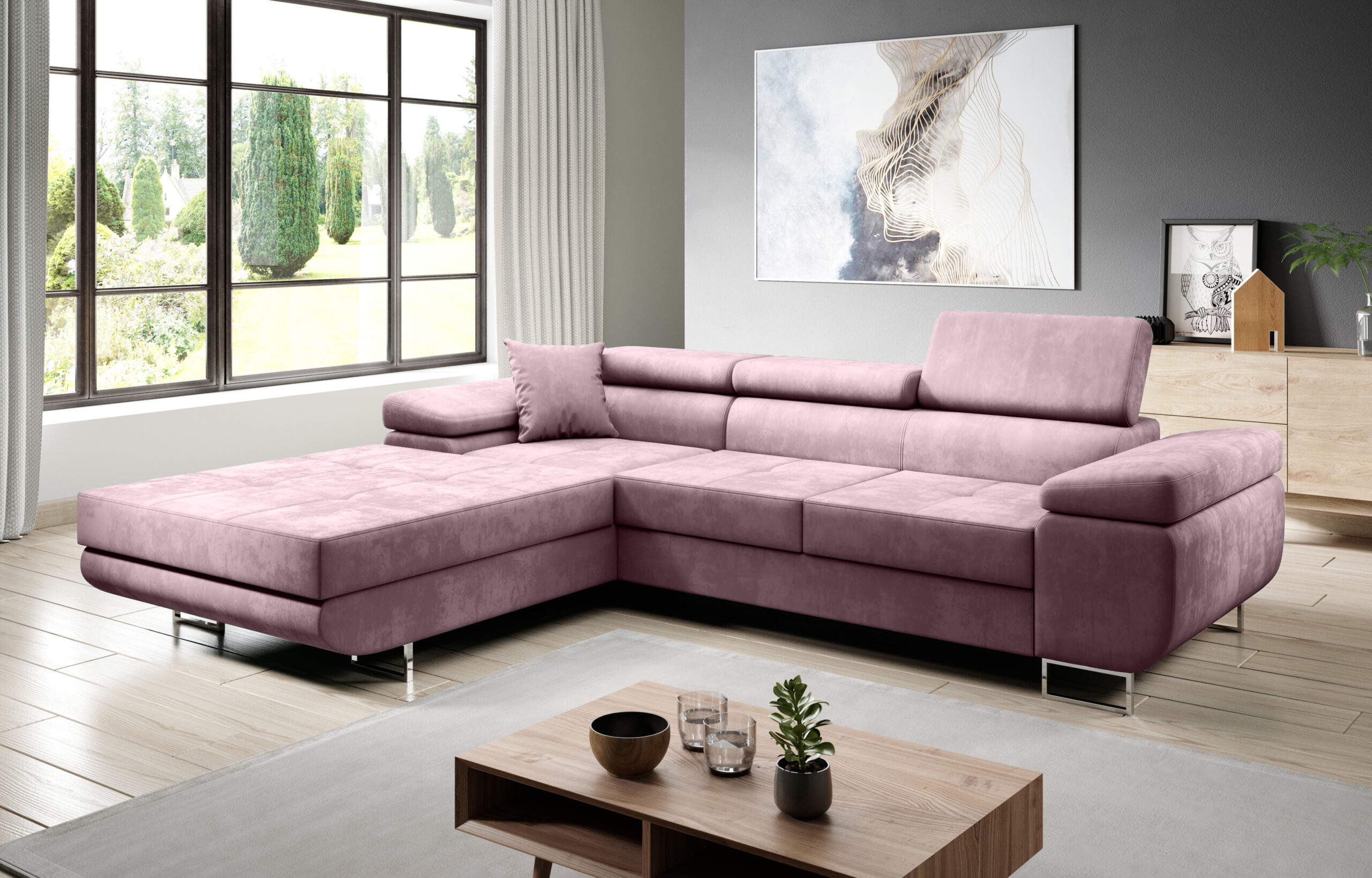 FurMeb24 ECKSOFA LAZZANO - stoff MONOLITH - mit schlaffunktion und bettkasten – Bild 10