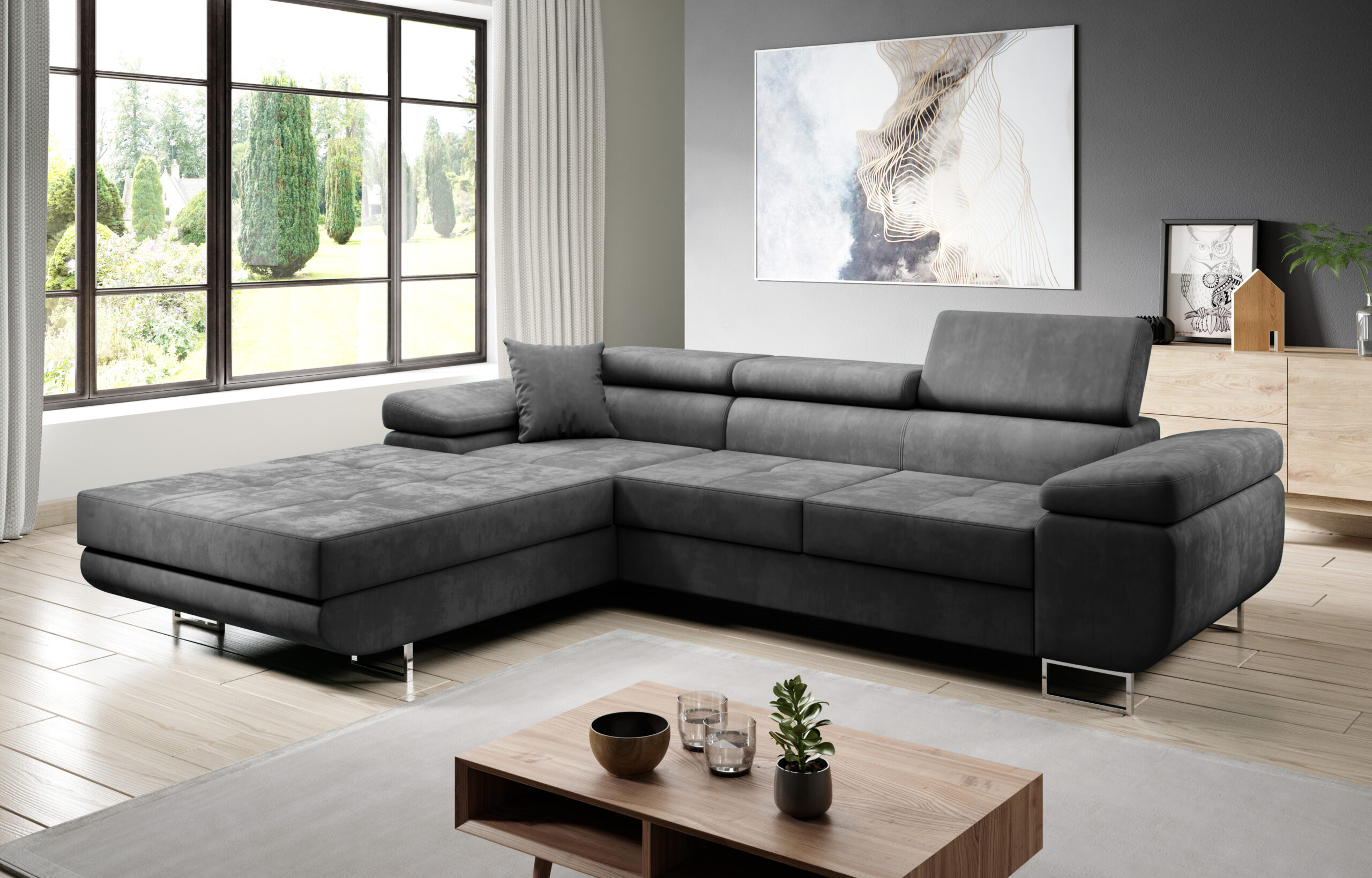 FurMeb24 ECKSOFA LAZZANO - stoff MONOLITH - mit schlaffunktion und bettkasten – Bild 13