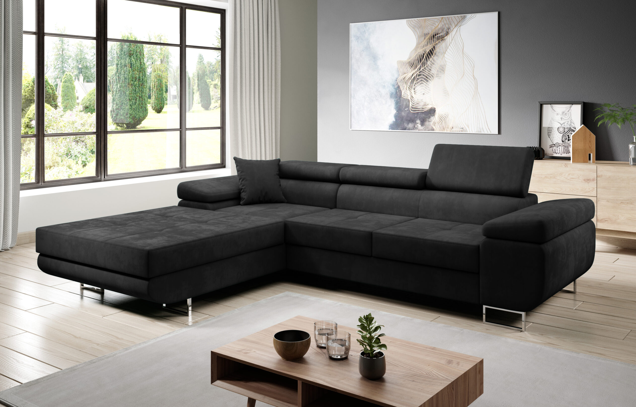 FurMeb24 ECKSOFA LAZZANO - stoff MONOLITH - mit schlaffunktion und bettkasten – Bild 14