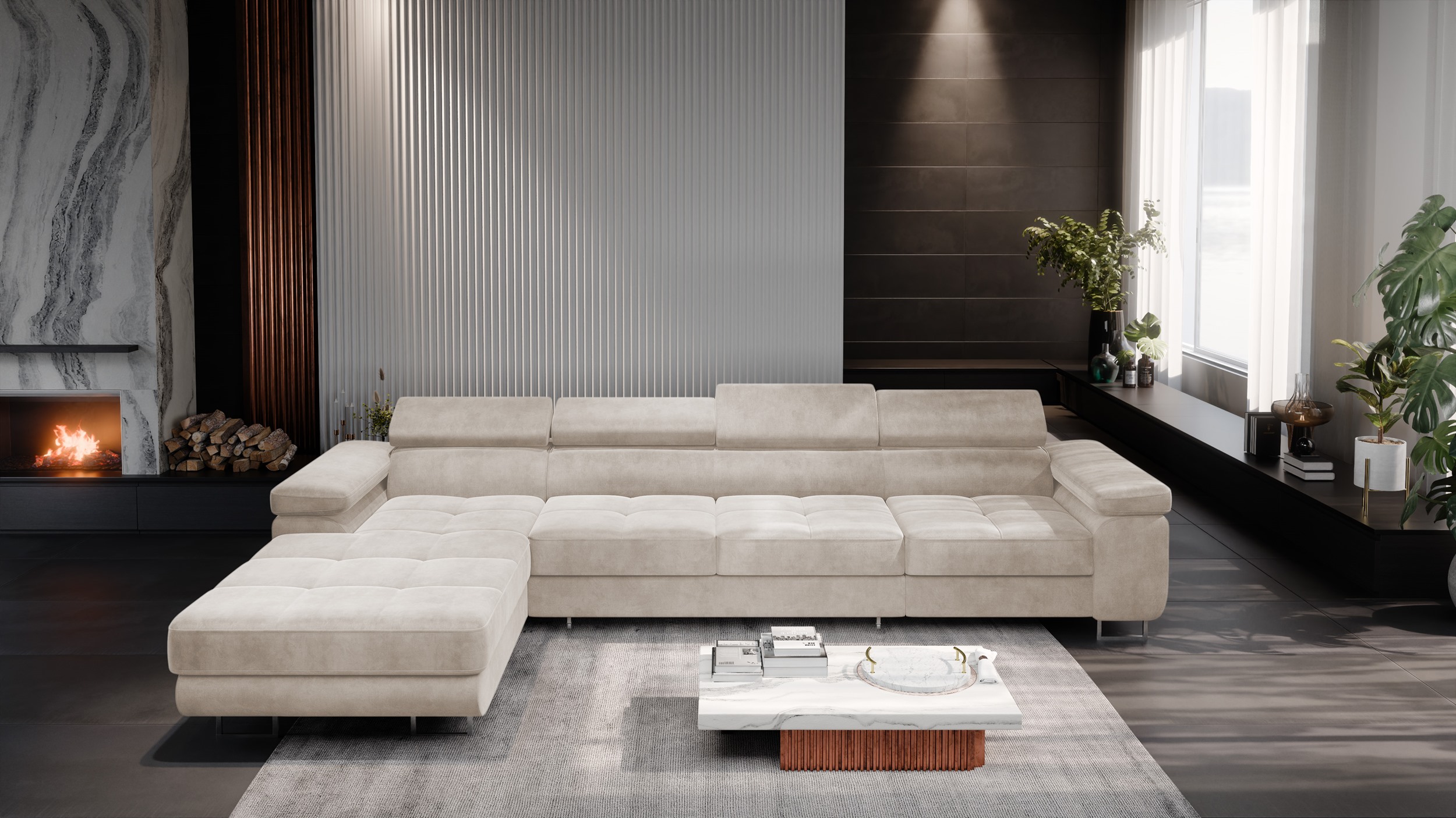 FurMeb24 ECKSOFA LAZZANO MAXI - stoff MONOLITH - mit schlaffunktion und bettkasten – Bild 14