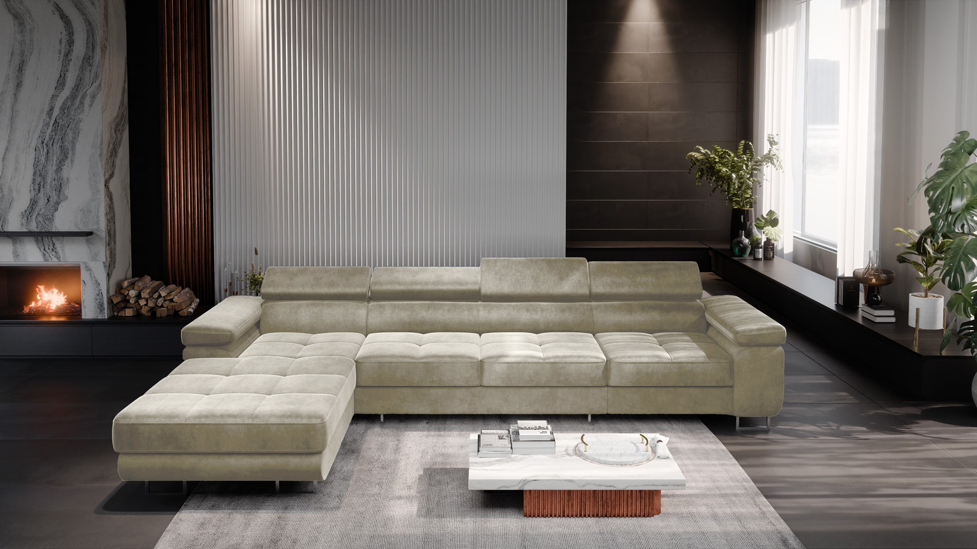 FurMeb24 ECKSOFA LAZZANO MAXI - stoff MONOLITH - mit schlaffunktion und bettkasten – Bild 13