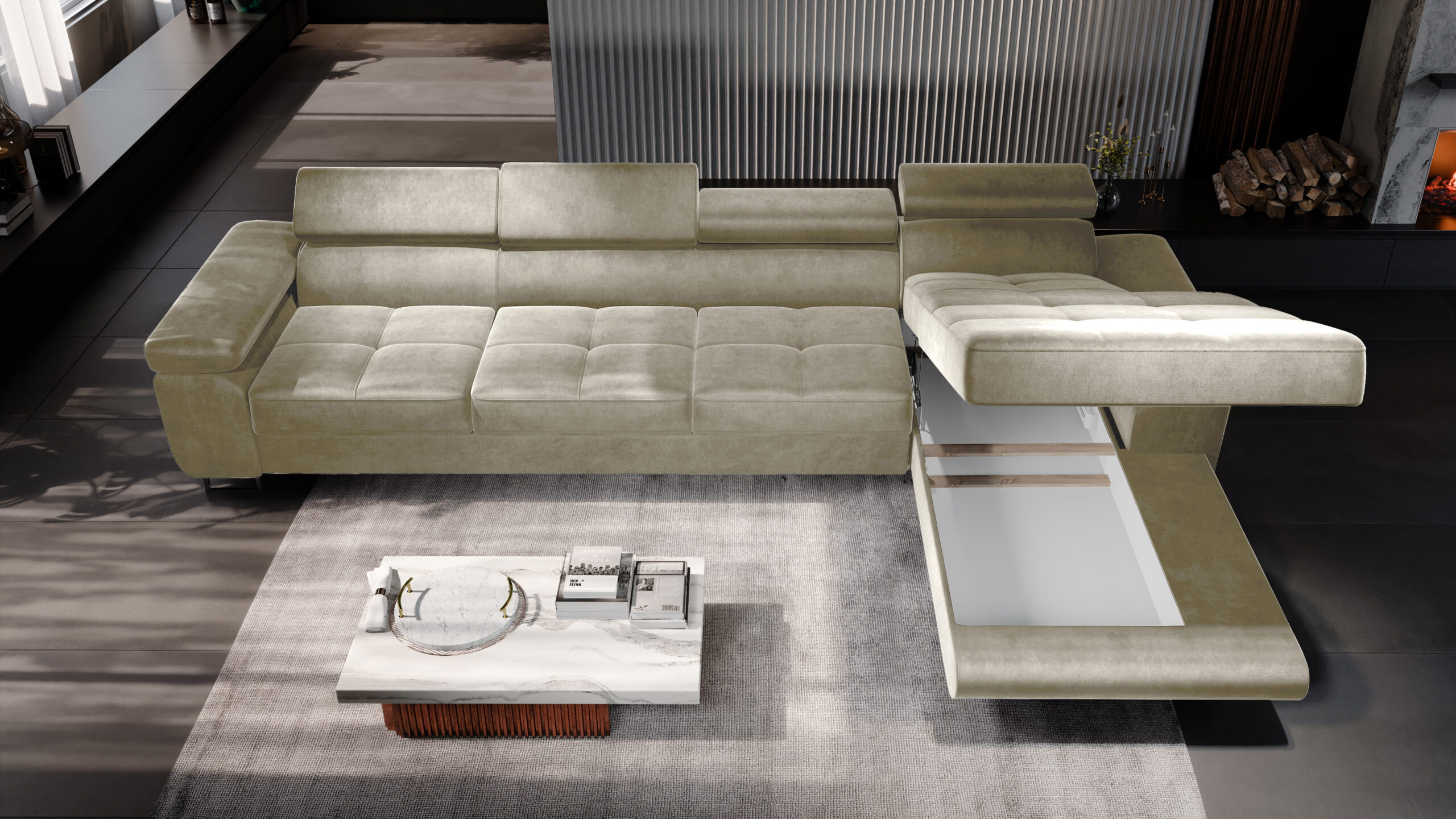 FurMeb24 ECKSOFA LAZZANO MAXI - stoff MONOLITH - mit schlaffunktion und bettkasten – Bild 15