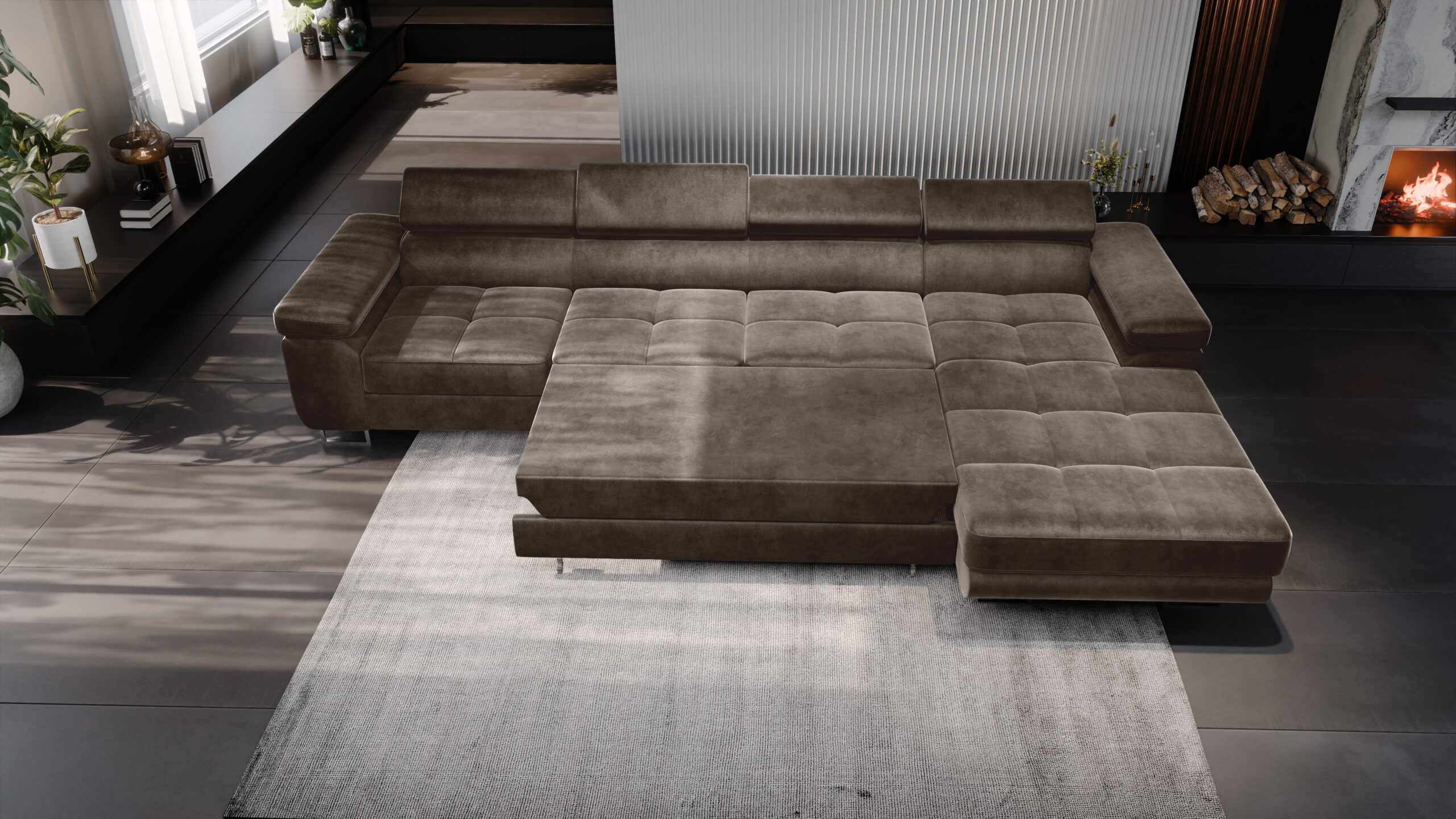FurMeb24 ECKSOFA LAZZANO MAXI - stoff MONOLITH - mit schlaffunktion und bettkasten – Bild 16