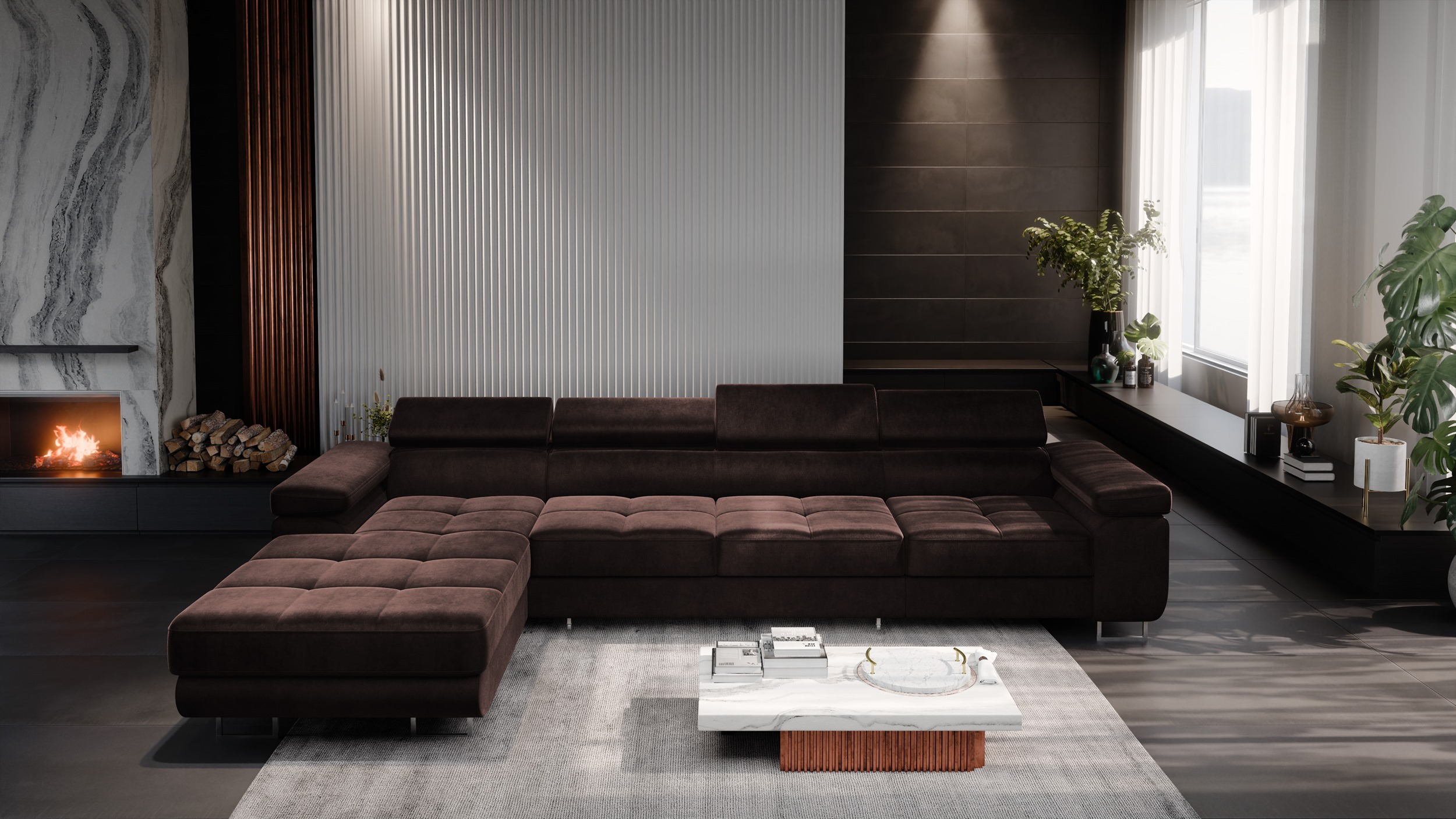 FurMeb24 ECKSOFA LAZZANO MAXI - stoff MONOLITH - mit schlaffunktion und bettkasten – Bild 11