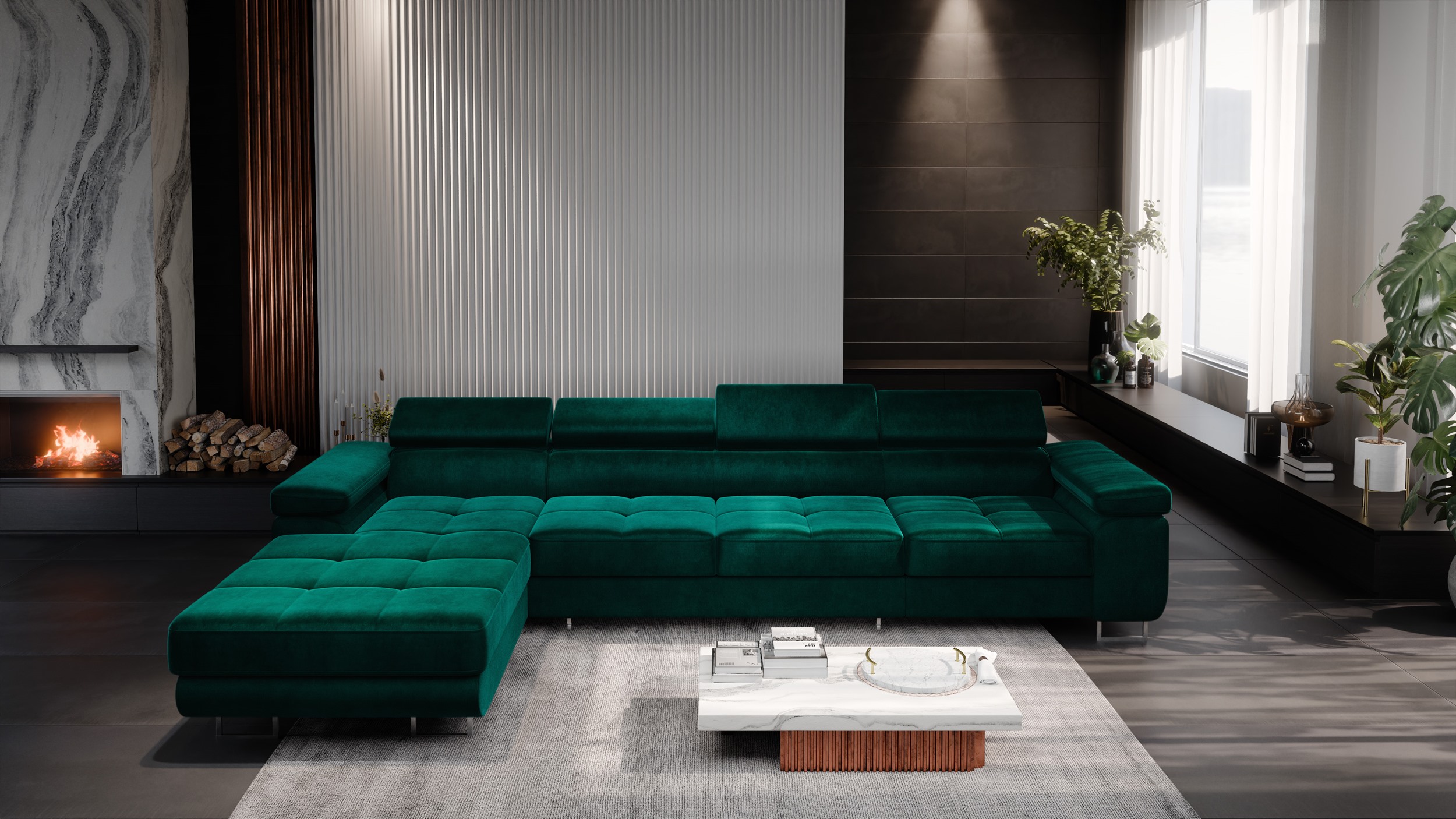 FurMeb24 ECKSOFA LAZZANO MAXI - stoff MONOLITH - mit schlaffunktion und bettkasten – Bild 10