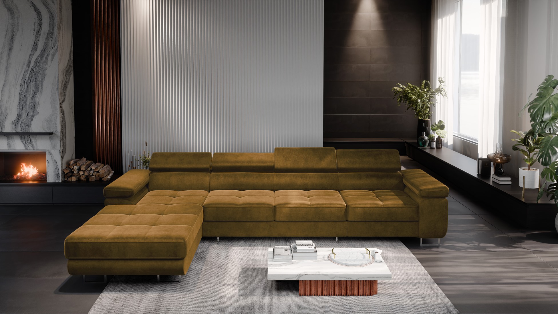 FurMeb24 ECKSOFA LAZZANO MAXI - stoff MONOLITH - mit schlaffunktion und bettkasten – Bild 9