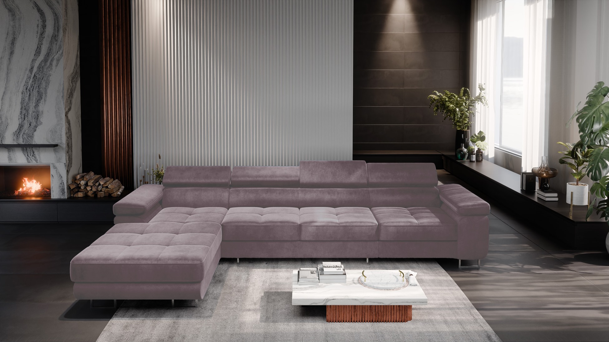 FurMeb24 ECKSOFA LAZZANO MAXI - stoff MONOLITH - mit schlaffunktion und bettkasten – Bild 7