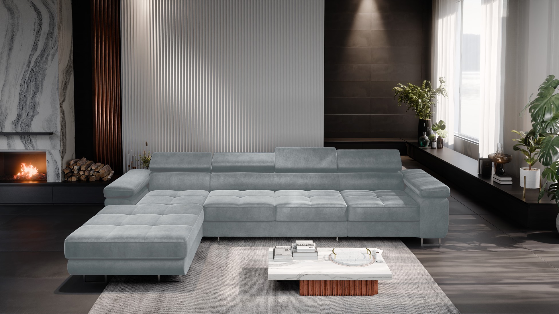 FurMeb24 ECKSOFA LAZZANO MAXI - stoff MONOLITH - mit schlaffunktion und bettkasten – Bild 5