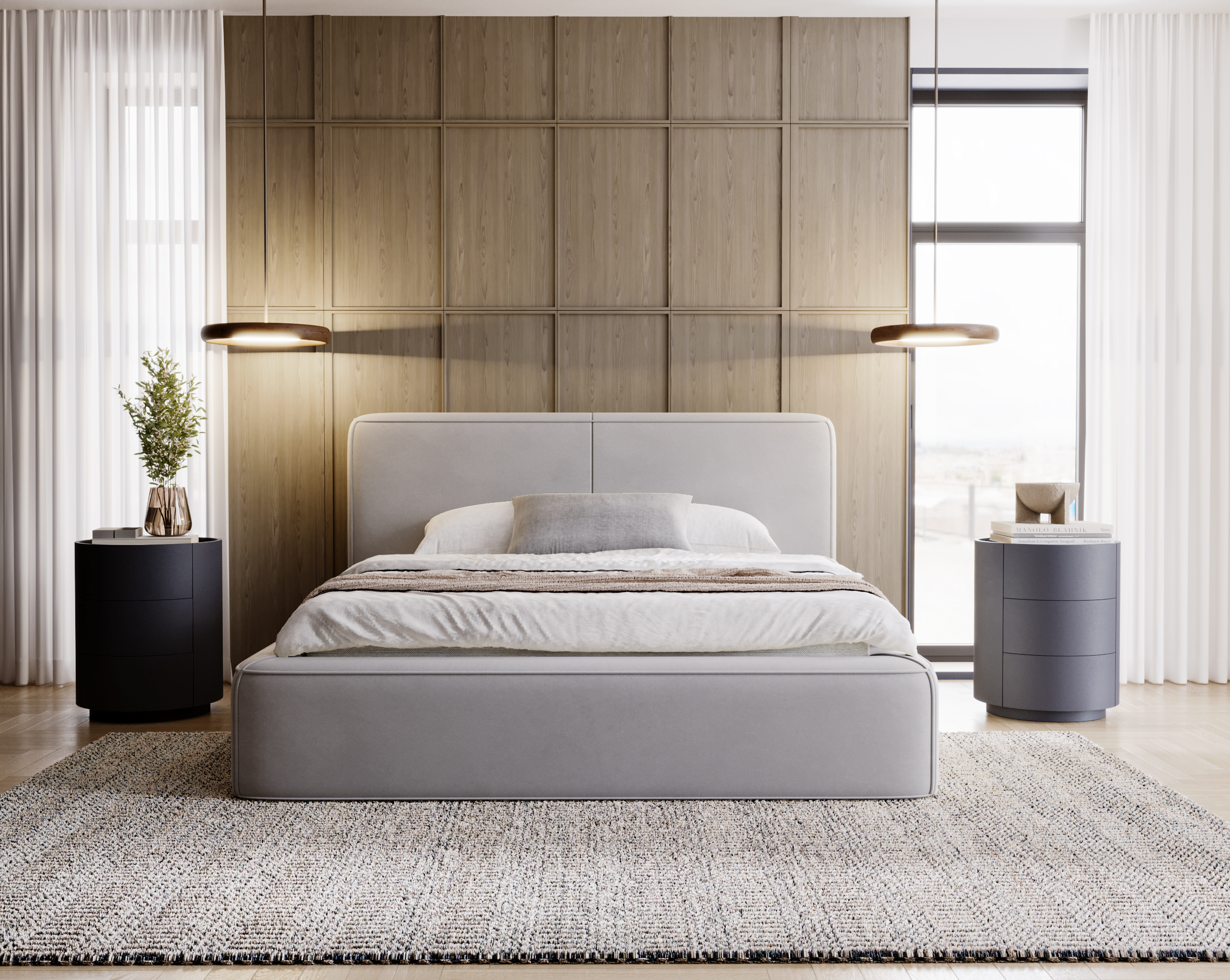 FurMeb24 KALI Boxspringbett mit Bettkasten - Polsterbett mit Holzrahmen