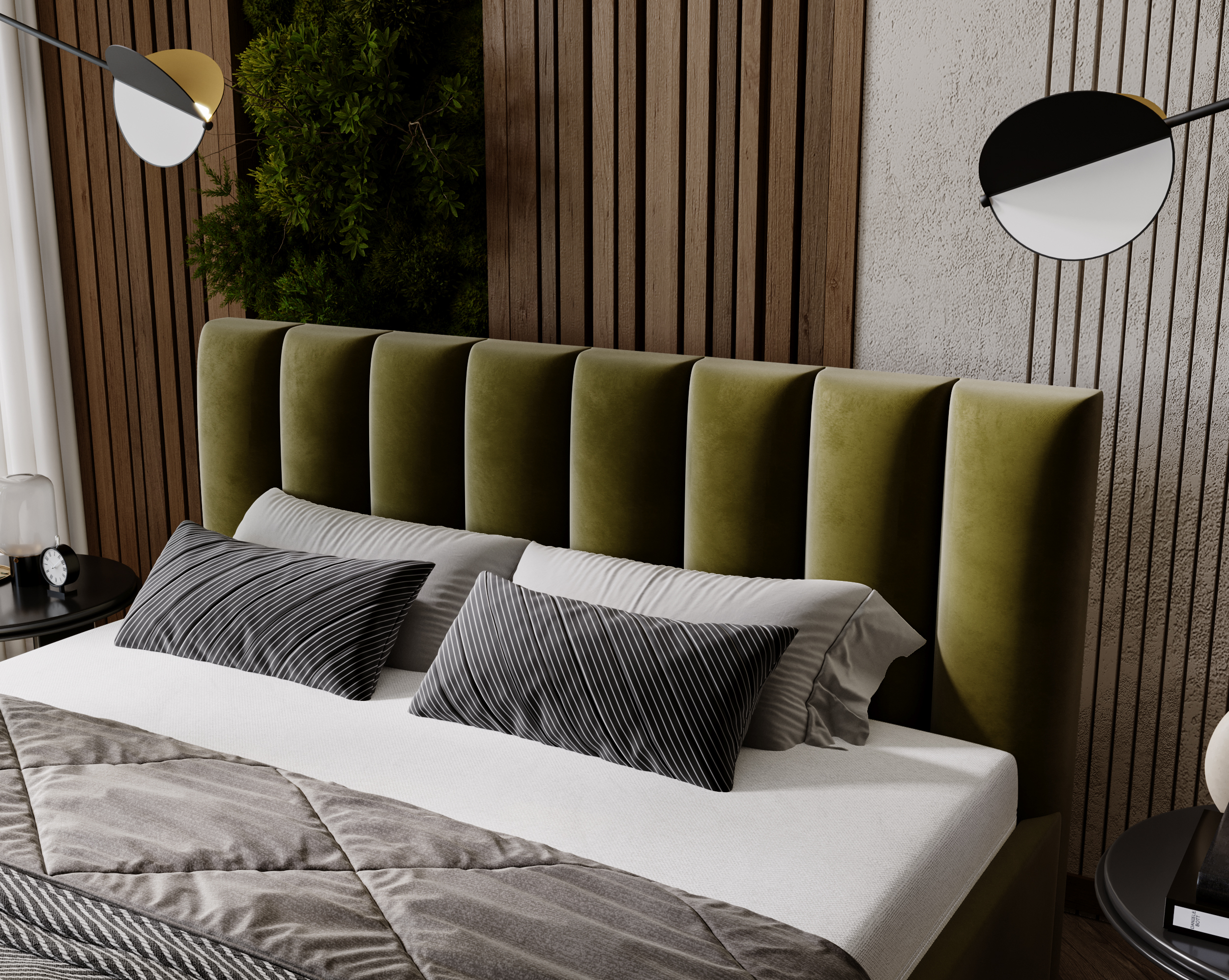 Furmeb24 NERO Polsterbett aus Holzrahmen , Doppelbett mit höher Kopstütze – Bild 16