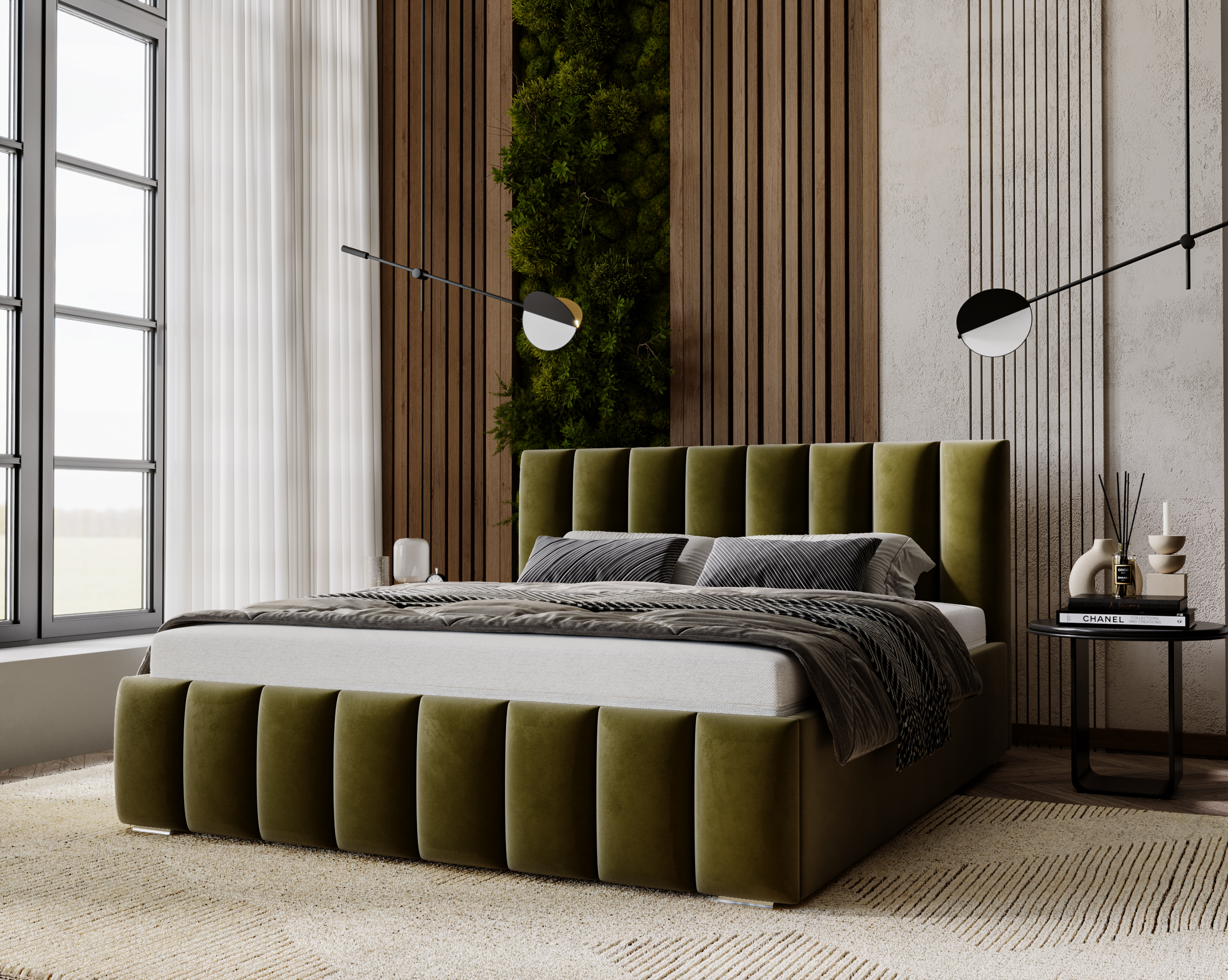 Furmeb24 NERO Polsterbett aus Holzrahmen , Doppelbett mit höher Kopstütze – Bild 20