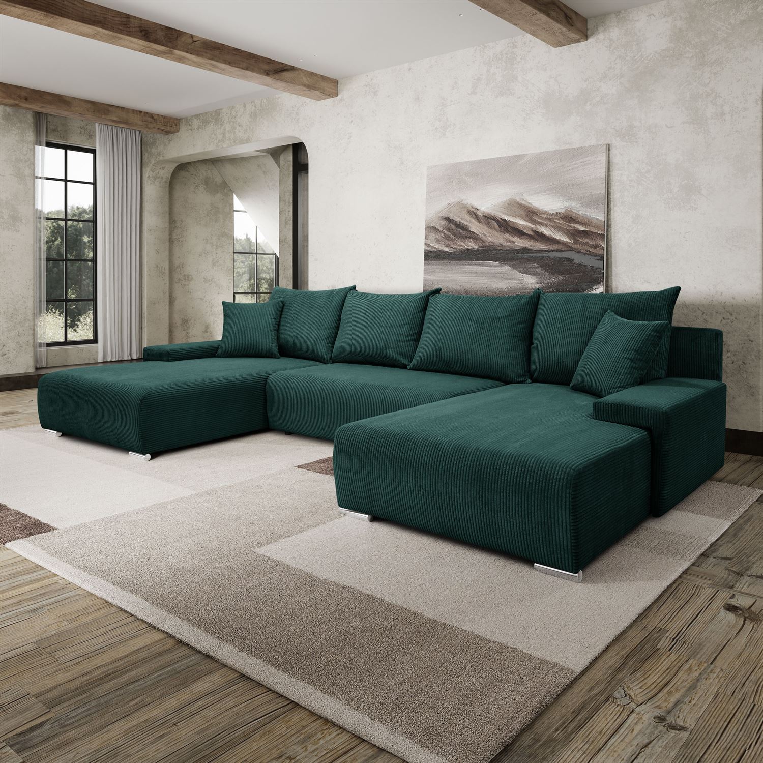 FurMeb24 Ecksofa LAVANO U-form 348 x 188 cm - mit schlaffunktion und bettkasten – Bild 6