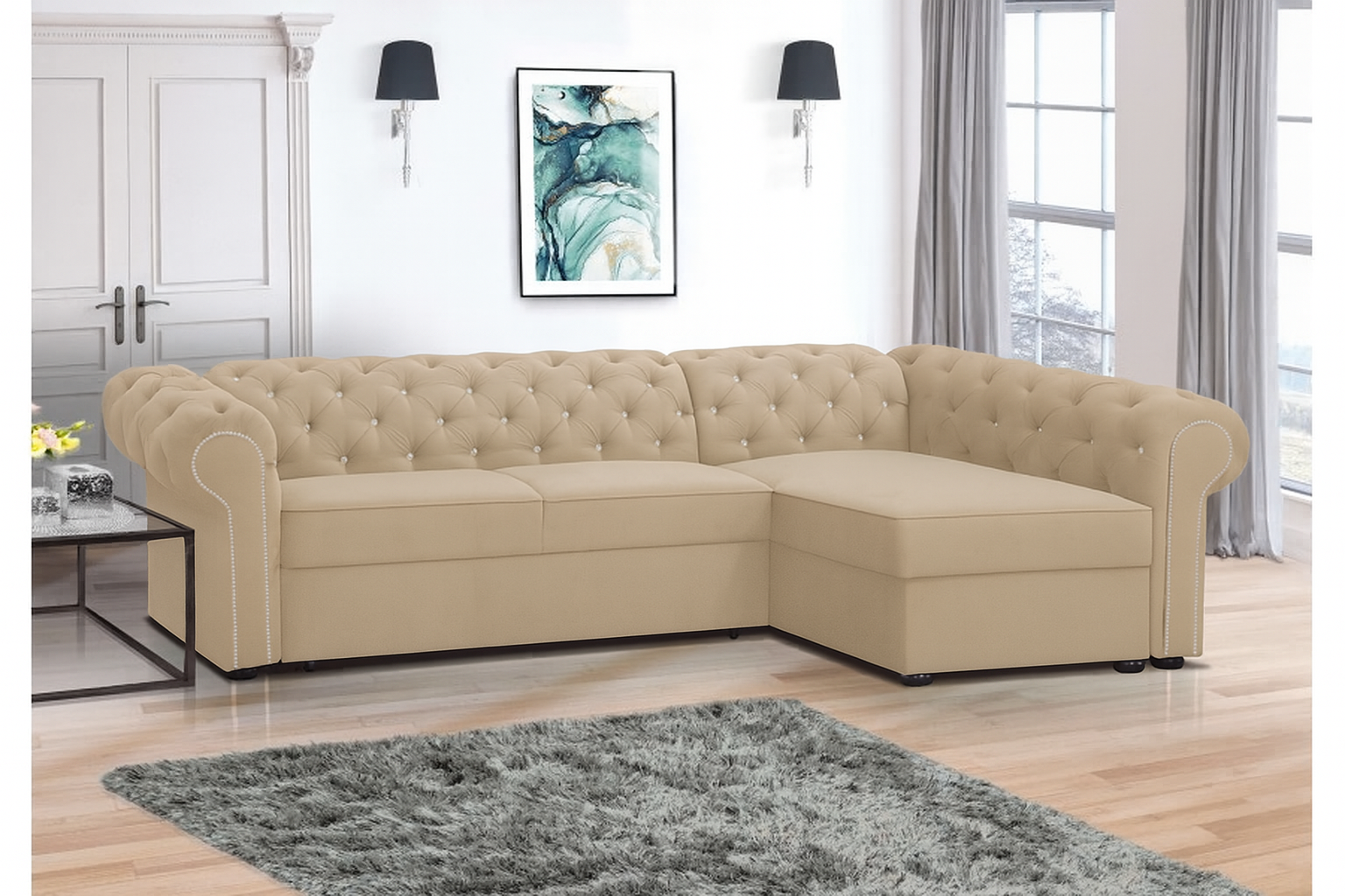FURMEB 24 ECKSOFA mit Schlaffunktion SWAROVSKI MAXI linke/rechte Seite 280 x 180 cm – Bild 2