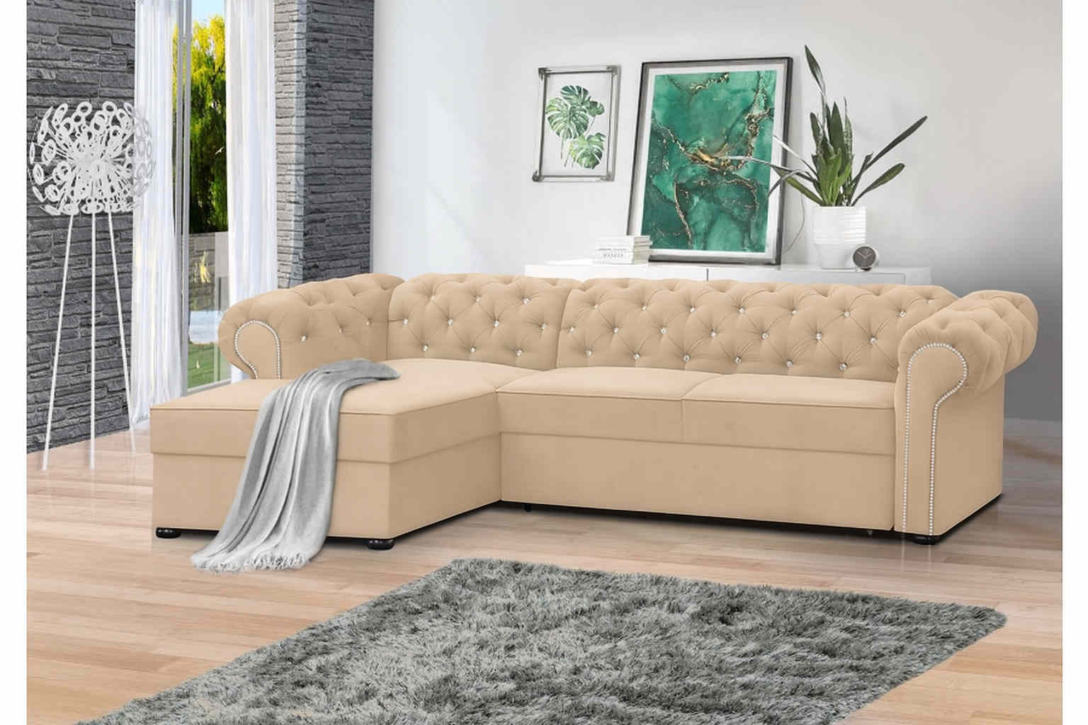 FURMEB 24 ECKSOFA mit Schlaffunktion SWAROVSKI rechte/linke Seite 280 x 180 cm – Bild 2