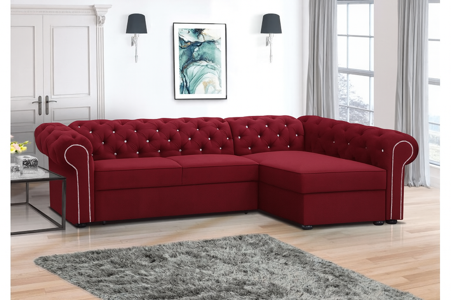 FURMEB 24 ECKSOFA mit Schlaffunktion SWAROVSKI MAXI linke/rechte Seite 280 x 180 cm – Bild 3