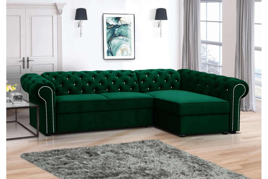 FURMEB 24 ECKSOFA mit Schlaffunktion SWAROVSKI MAXI linke/rechte Seite 280 x 180 cm