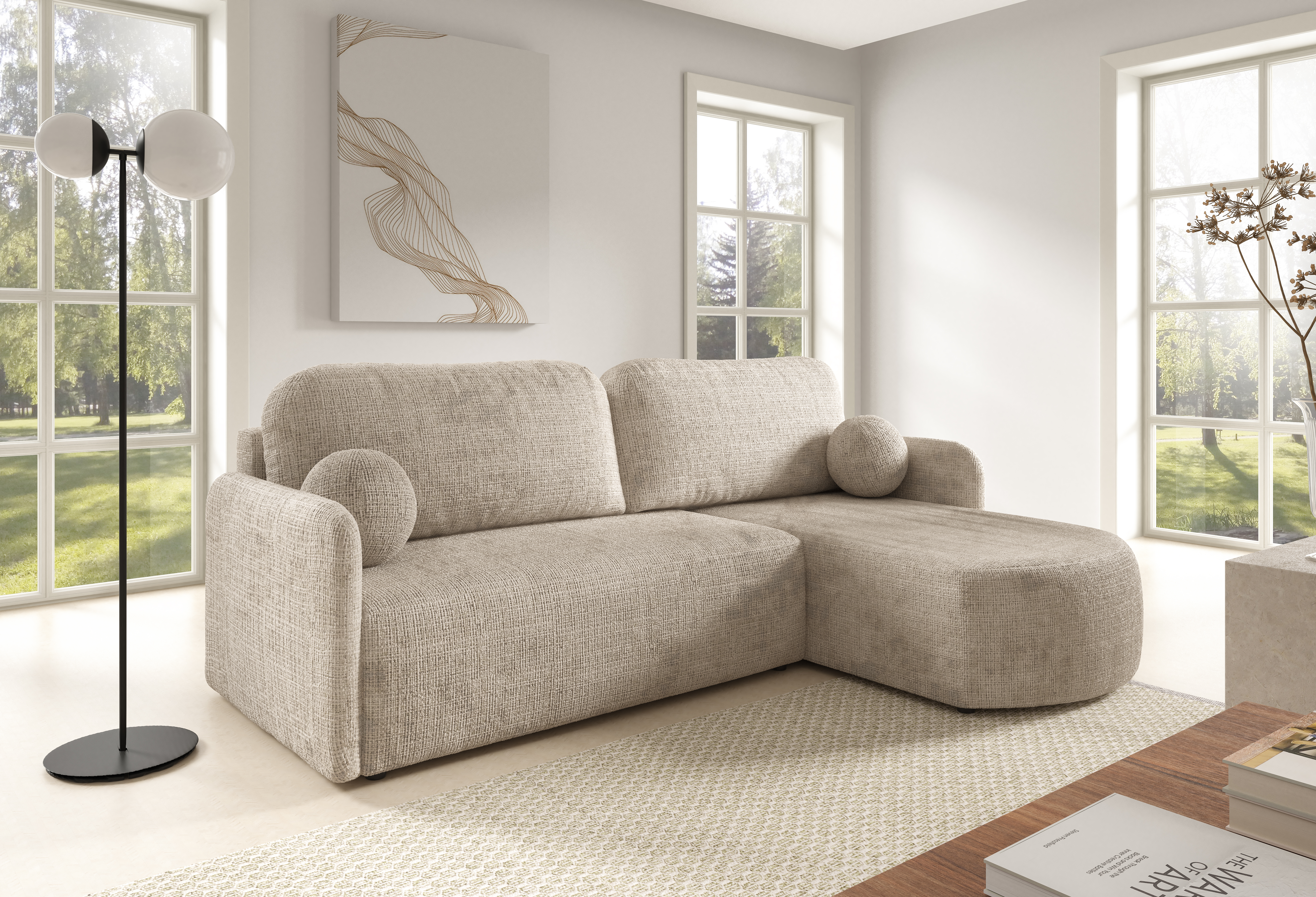 FurMeb24 ECKSOFA BERA - 212 x 160 cm Stoff cremona - mit schlaffunktion und bettkasten – Bild 5