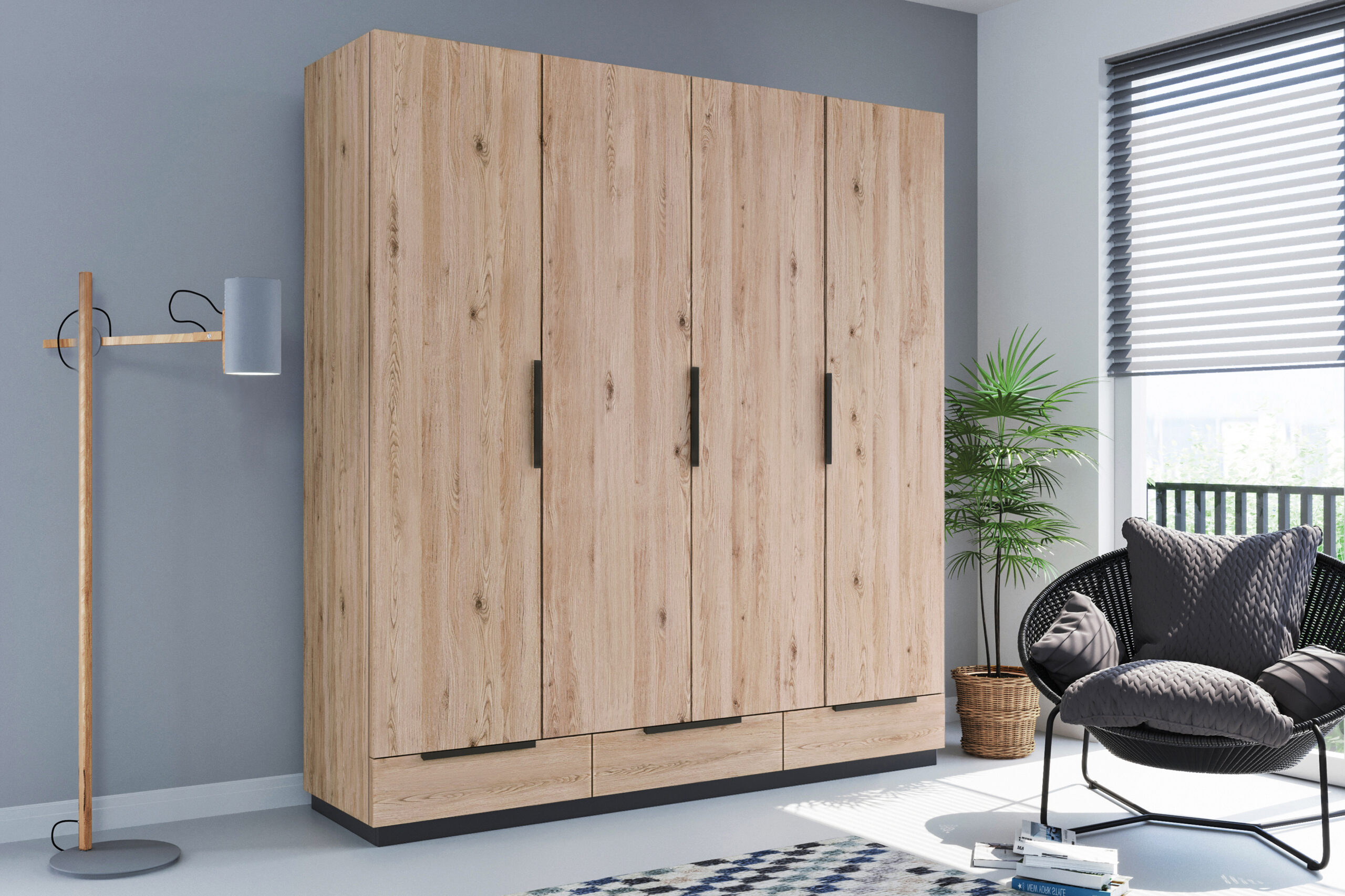 FurMeb24 kippbarer Kleiderschrank C3b 203×215×61 cm – Sonoma Eiche/ Eiche Craft Gold/ Eiche Artisan