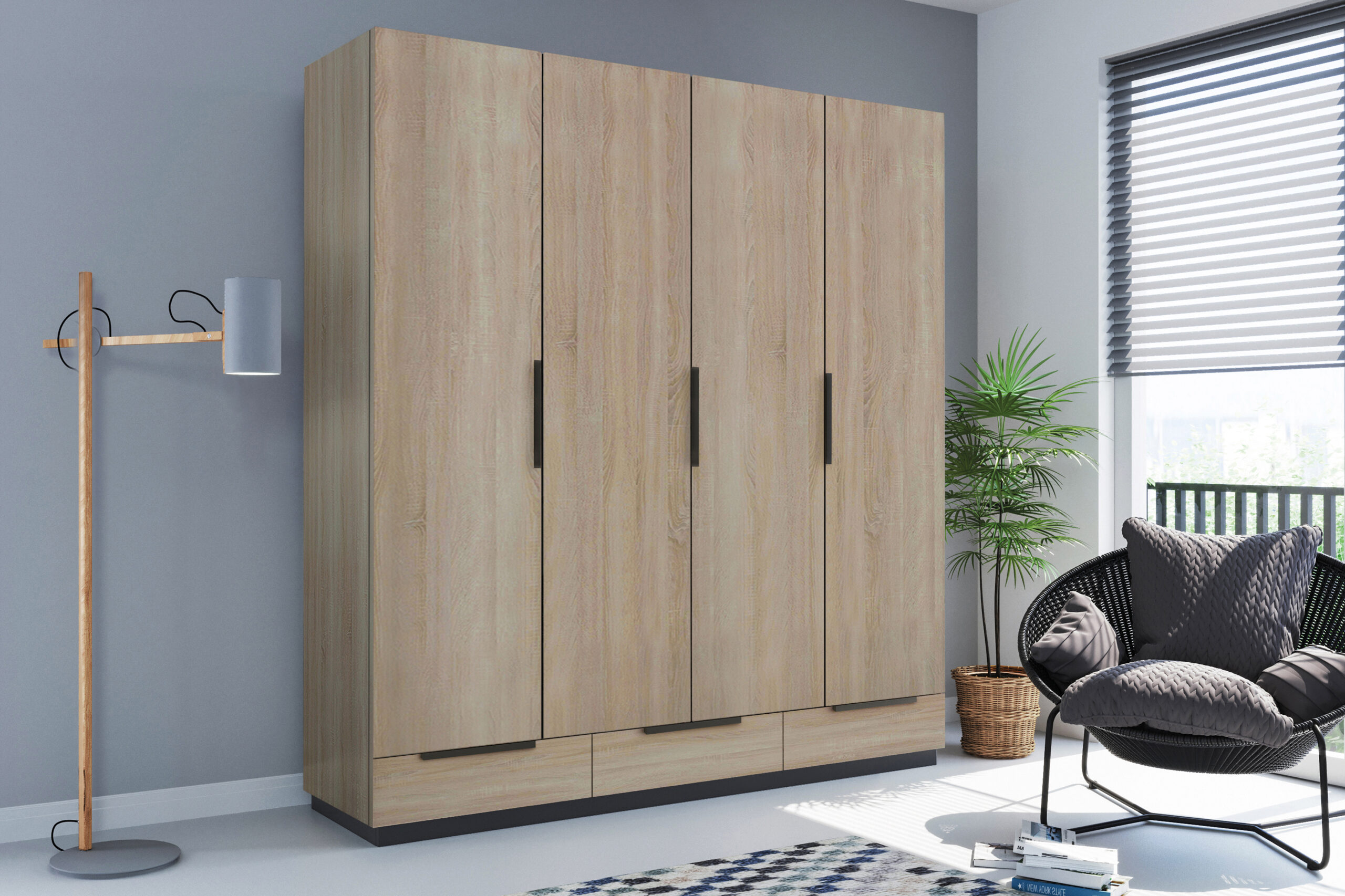 FurMeb24 kippbarer Kleiderschrank C3b 203×215×61 cm – Sonoma Eiche/ Eiche Craft Gold/ Eiche Artisan – Bild 4