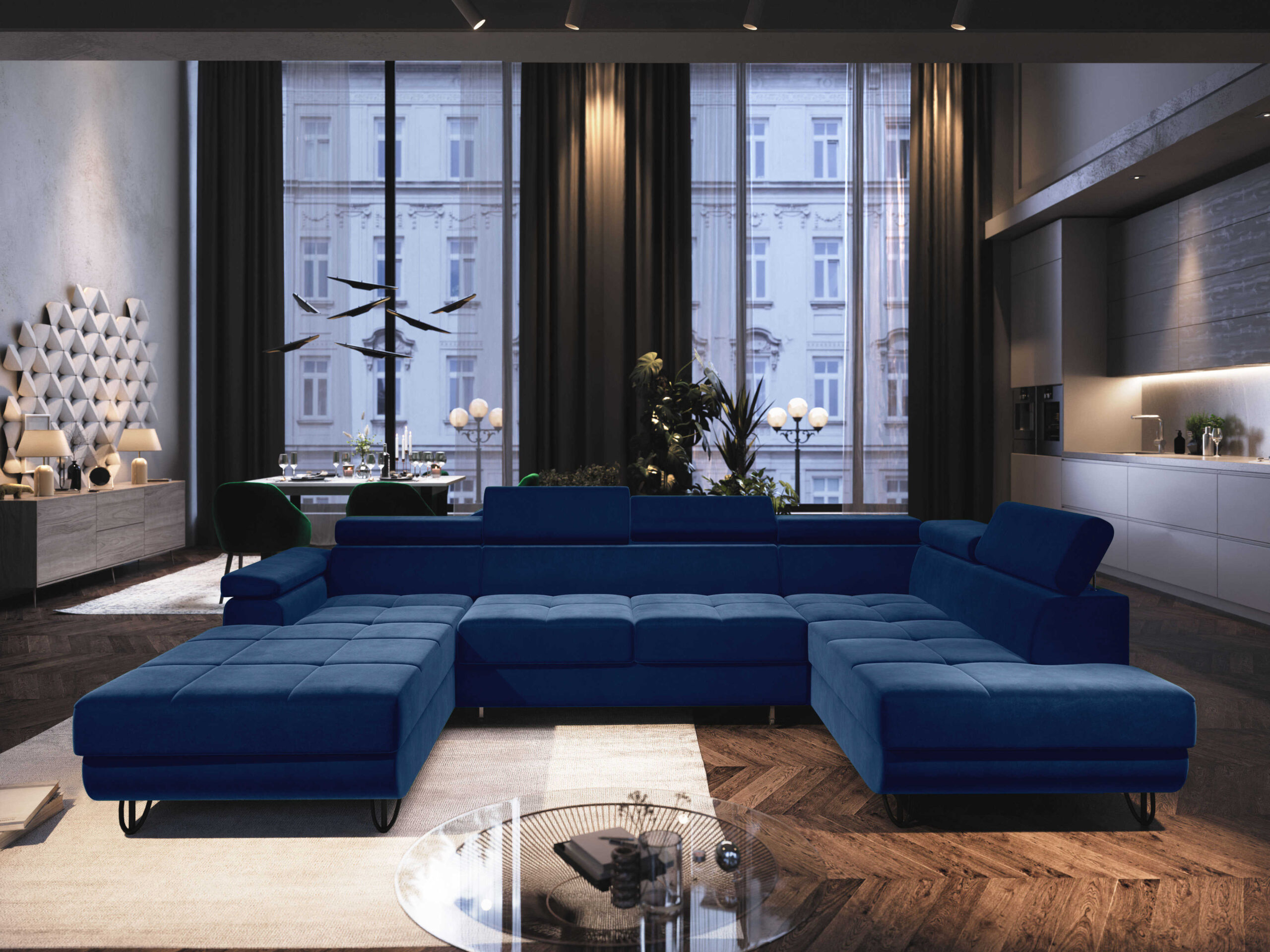 FurMeb24 ECKSOFA CAPRI U-form mit schlaffunktion und bettkasten 320 x 183 cm – Bild 7