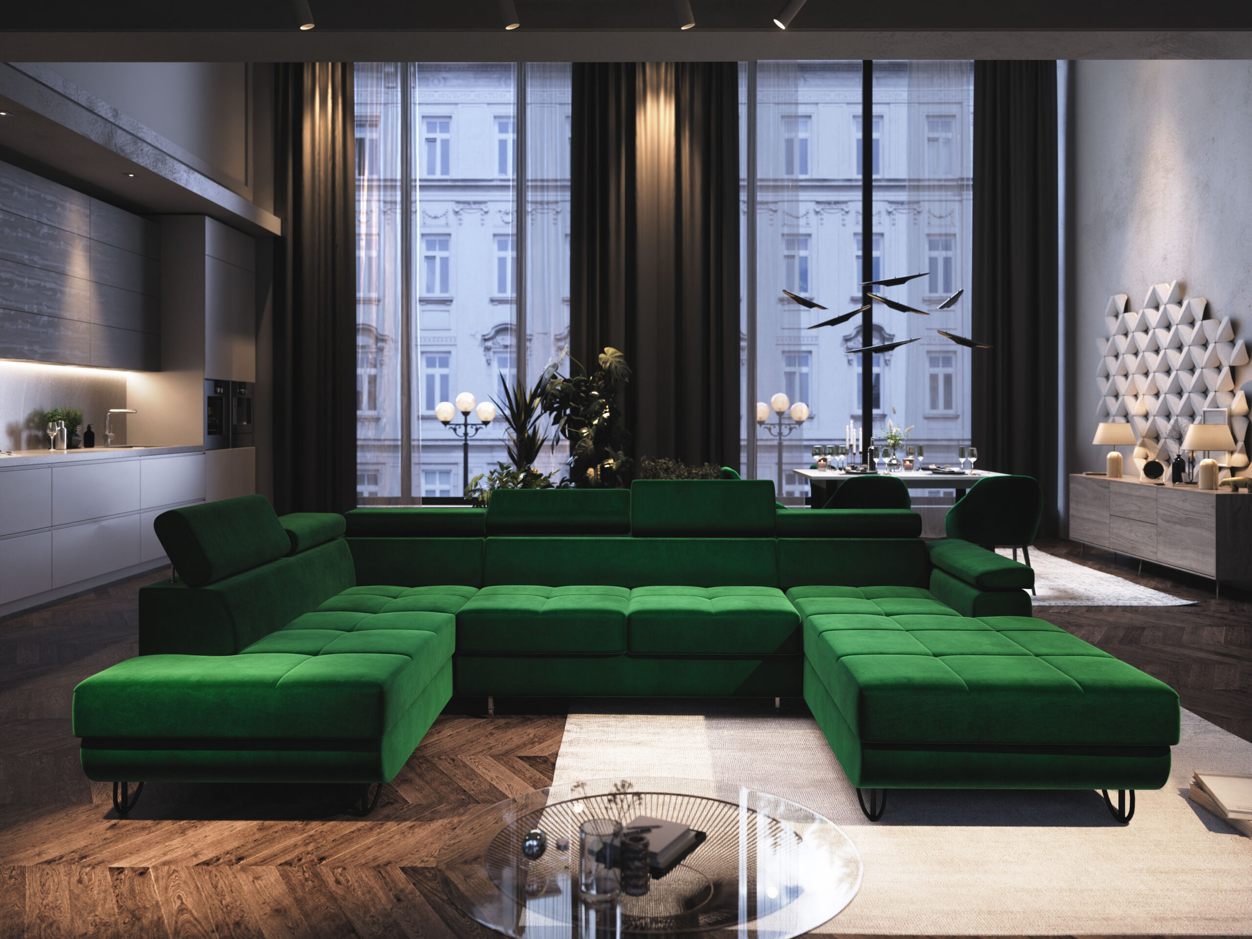 FurMeb24 ECKSOFA CAPRI U-form mit schlaffunktion und bettkasten 320 x 183 cm – Bild 8