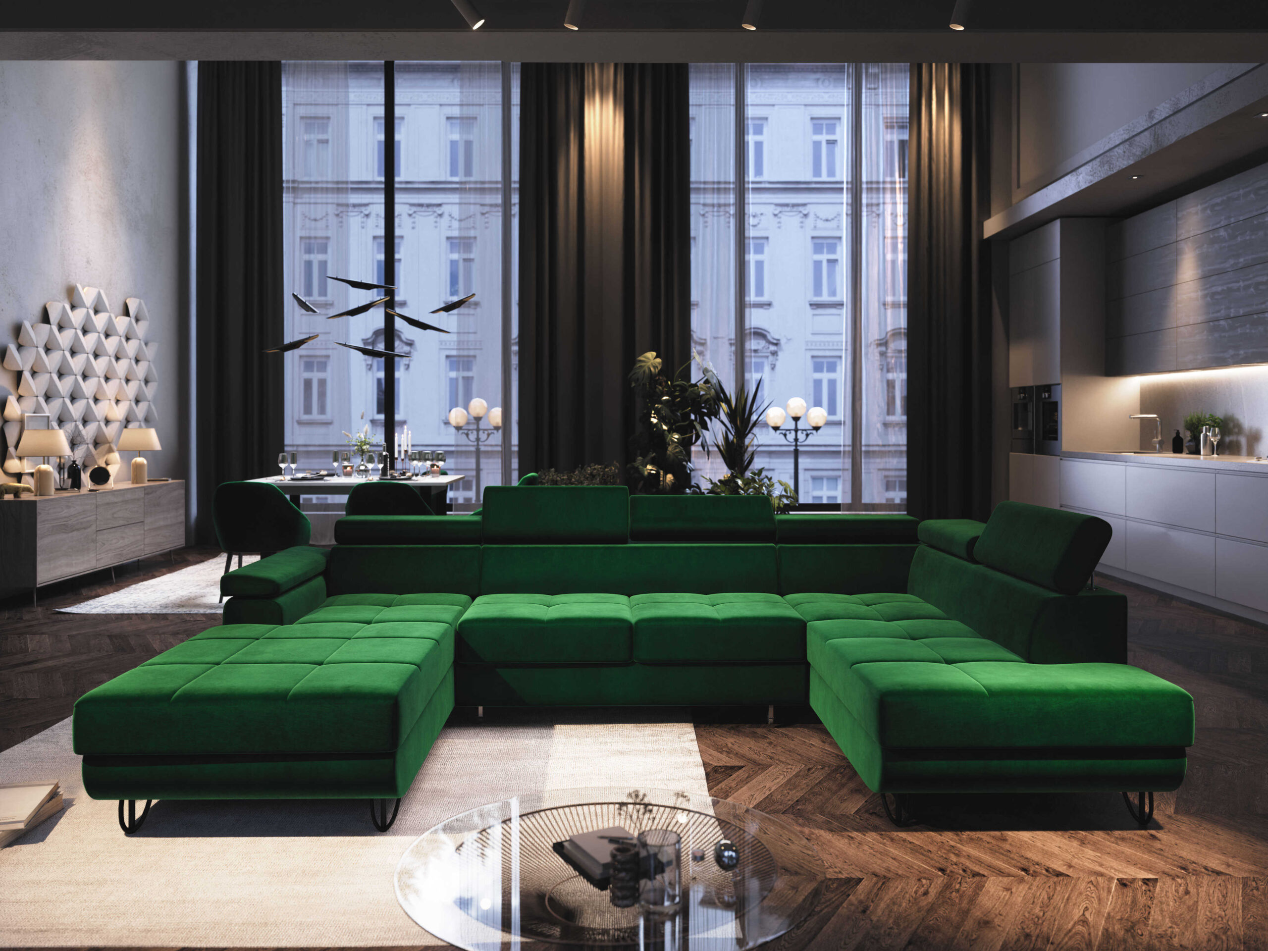 FurMeb24 ECKSOFA CAPRI U-form mit schlaffunktion und bettkasten 320 x 183 cm – Bild 9