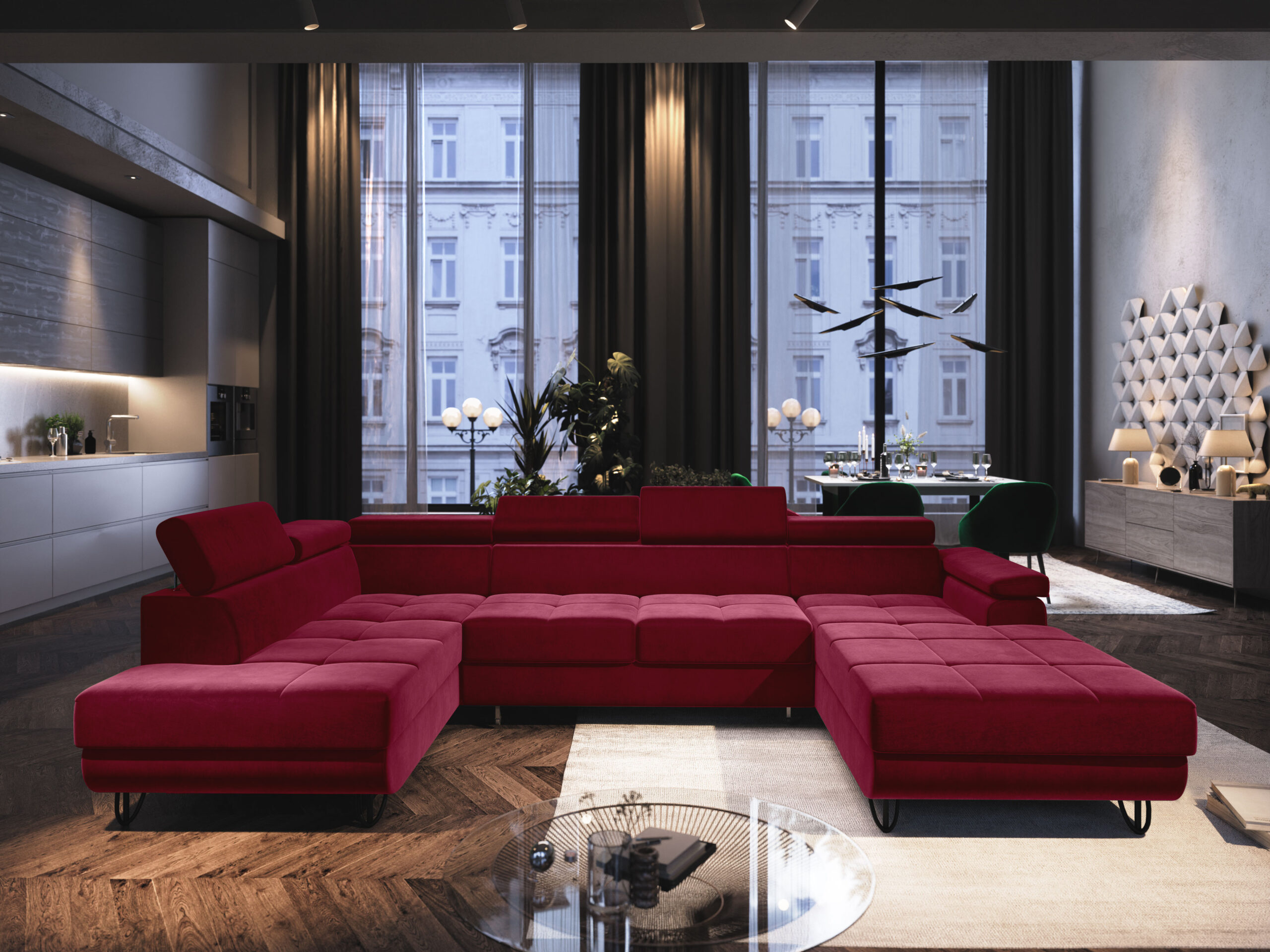 FurMeb24 ECKSOFA CAPRI U-form mit schlaffunktion und bettkasten 320 x 183 cm – Bild 10