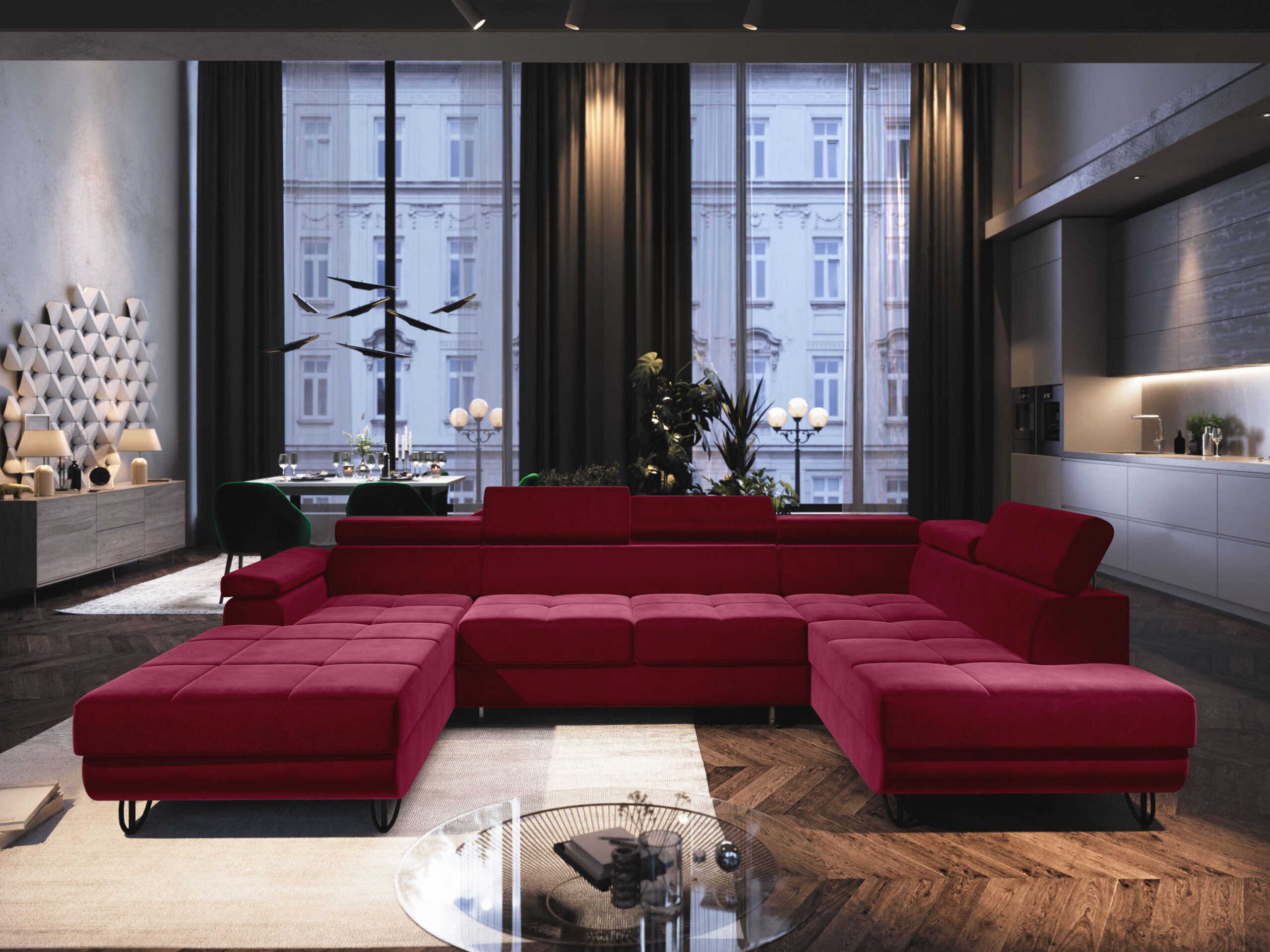 FurMeb24 ECKSOFA CAPRI U-form mit schlaffunktion und bettkasten 320 x 183 cm – Bild 11