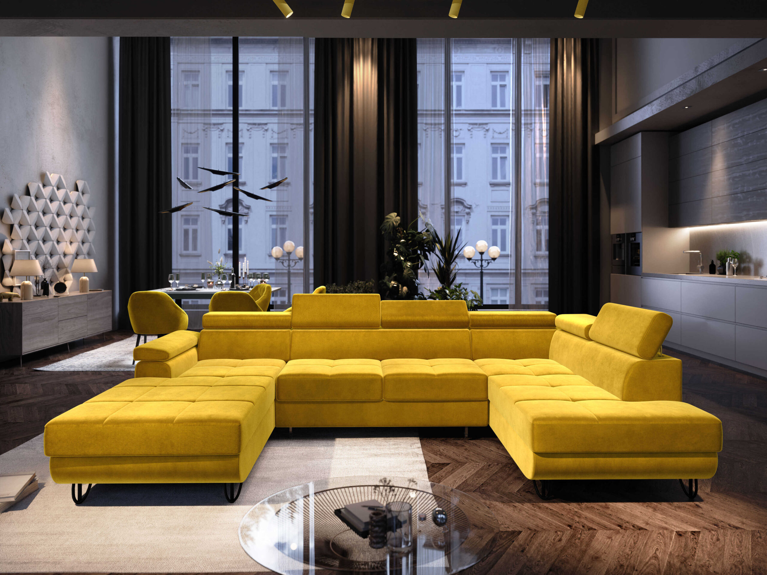 FurMeb24 ECKSOFA CAPRI U-form mit schlaffunktion und bettkasten 320 x 183 cm – Bild 16