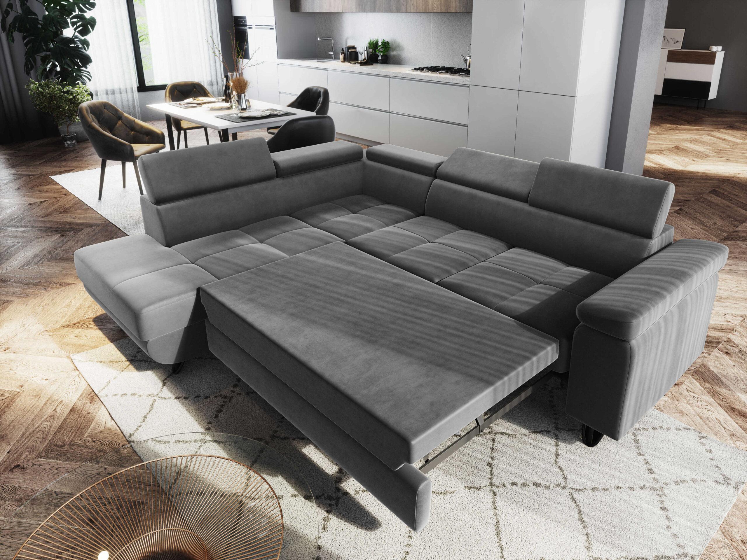 FurMeb24 ECKSOFA CAPRI mit schlaffunktion und bettkasten 250 x 203 cm – Bild 55