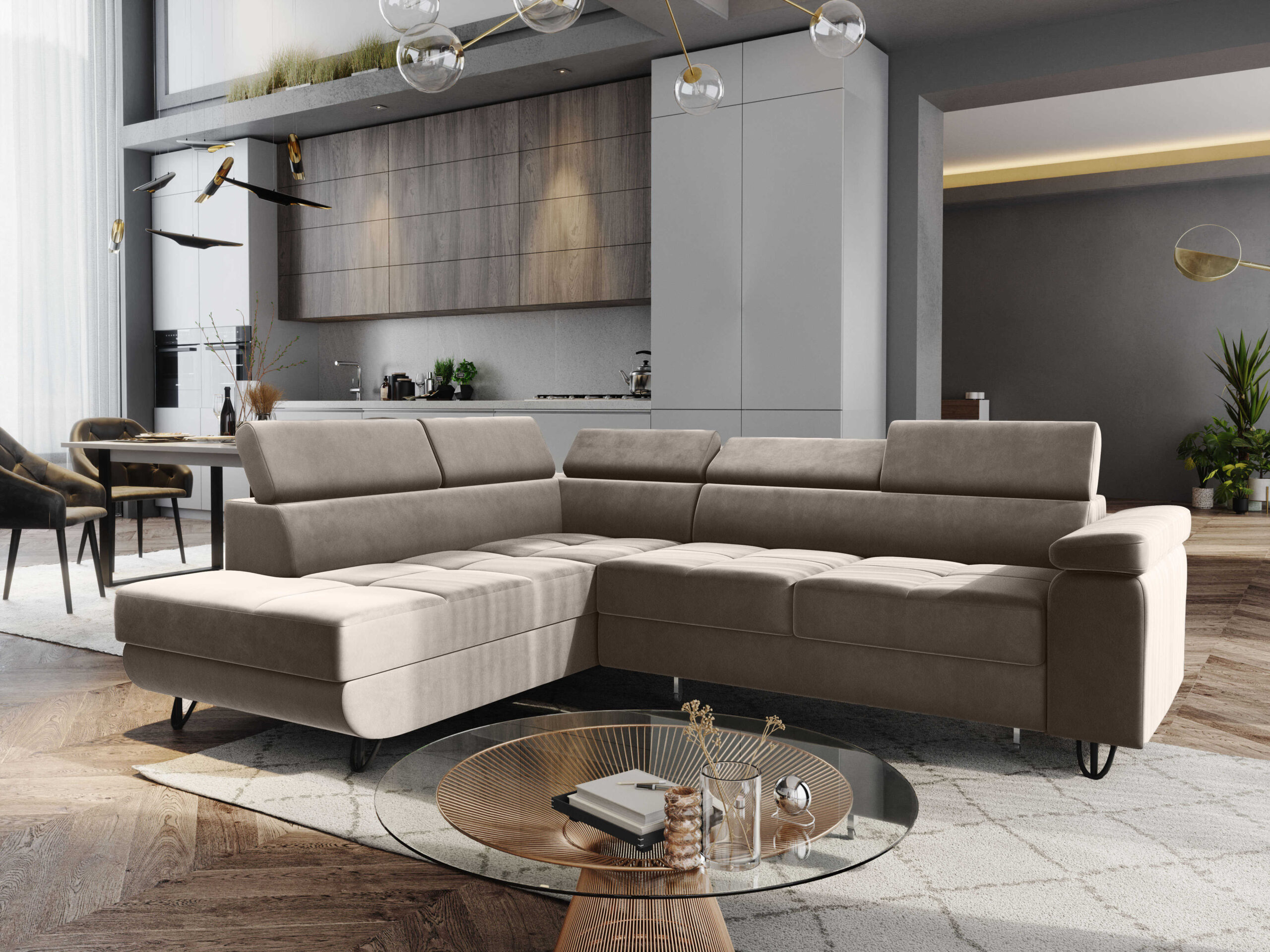 FurMeb24 ECKSOFA CAPRI mit schlaffunktion und bettkasten 250 x 203 cm