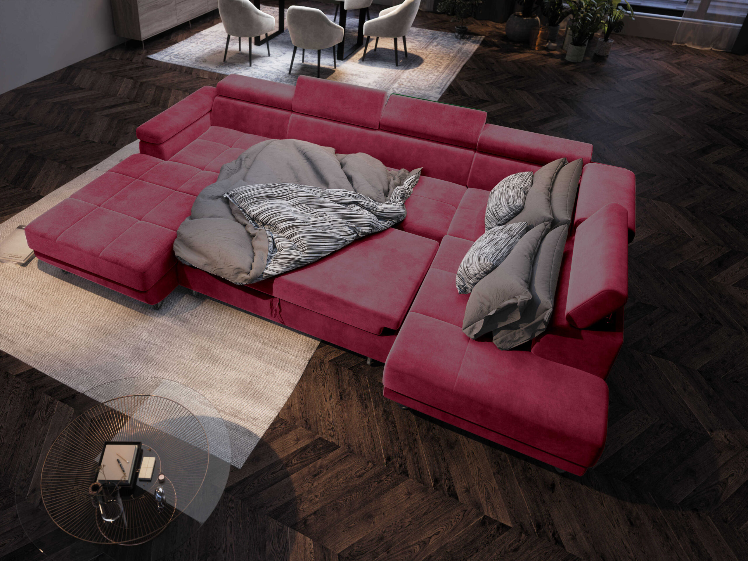 FurMeb24 ECKSOFA CAPRI U-form mit schlaffunktion und bettkasten 320 x 183 cm – Bild 20