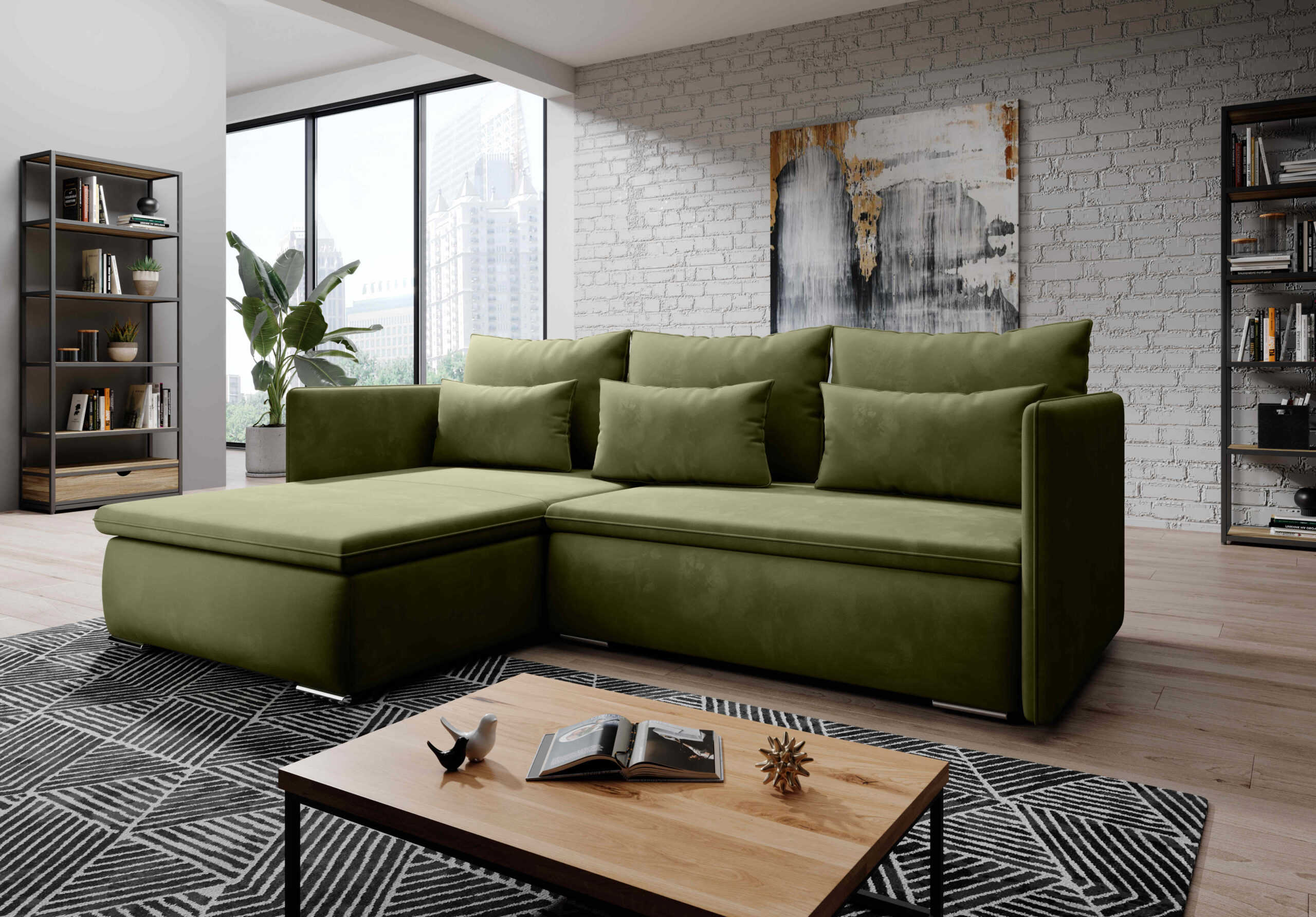 FurMeb24 ECKSOFA VALERIO Stoff monolith- linke/rechte seite - mit schlaffunktion und bettkasten – Bild 6