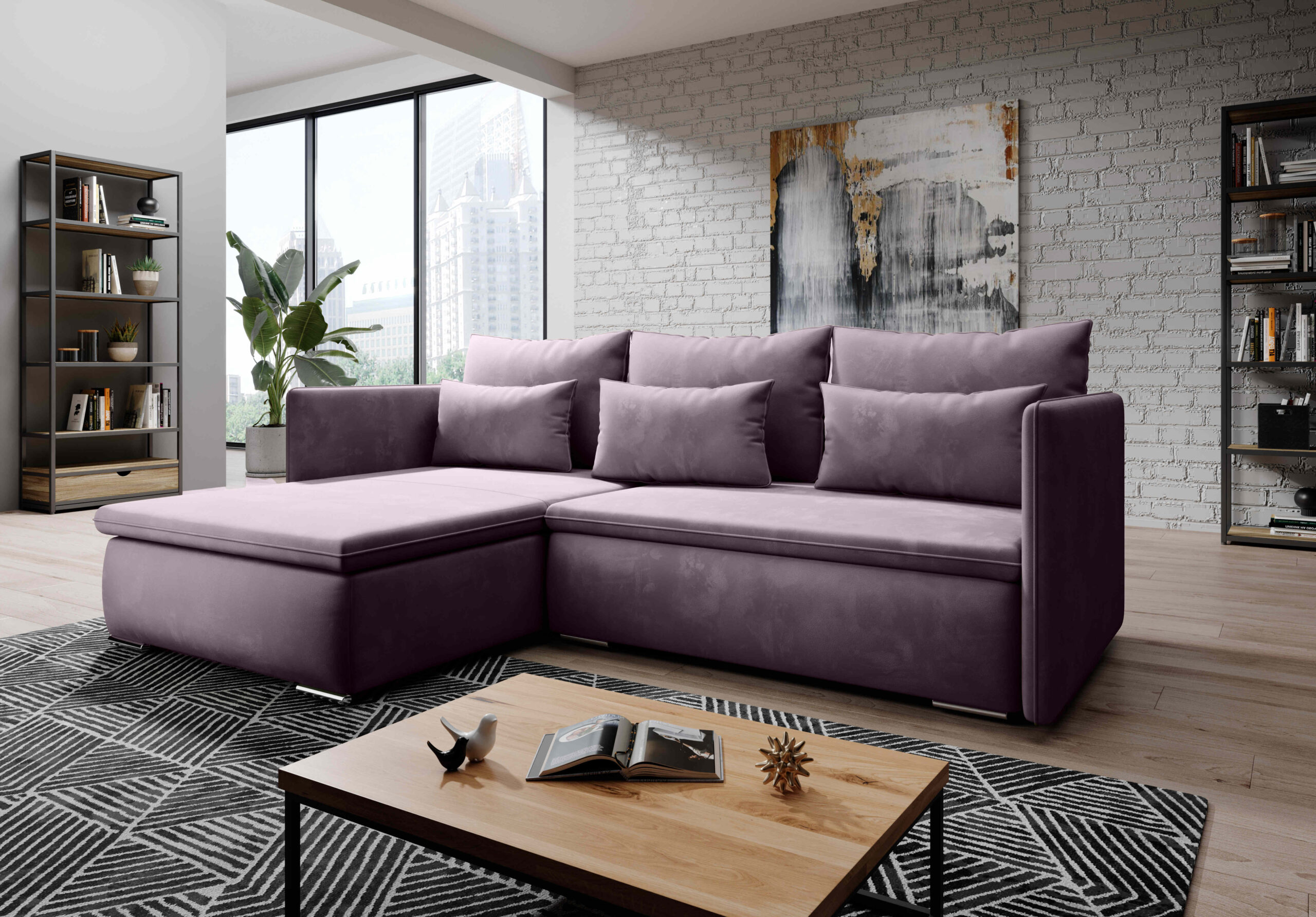 FurMeb24 ECKSOFA VALERIO Stoff monolith- linke/rechte seite - mit schlaffunktion und bettkasten – Bild 8